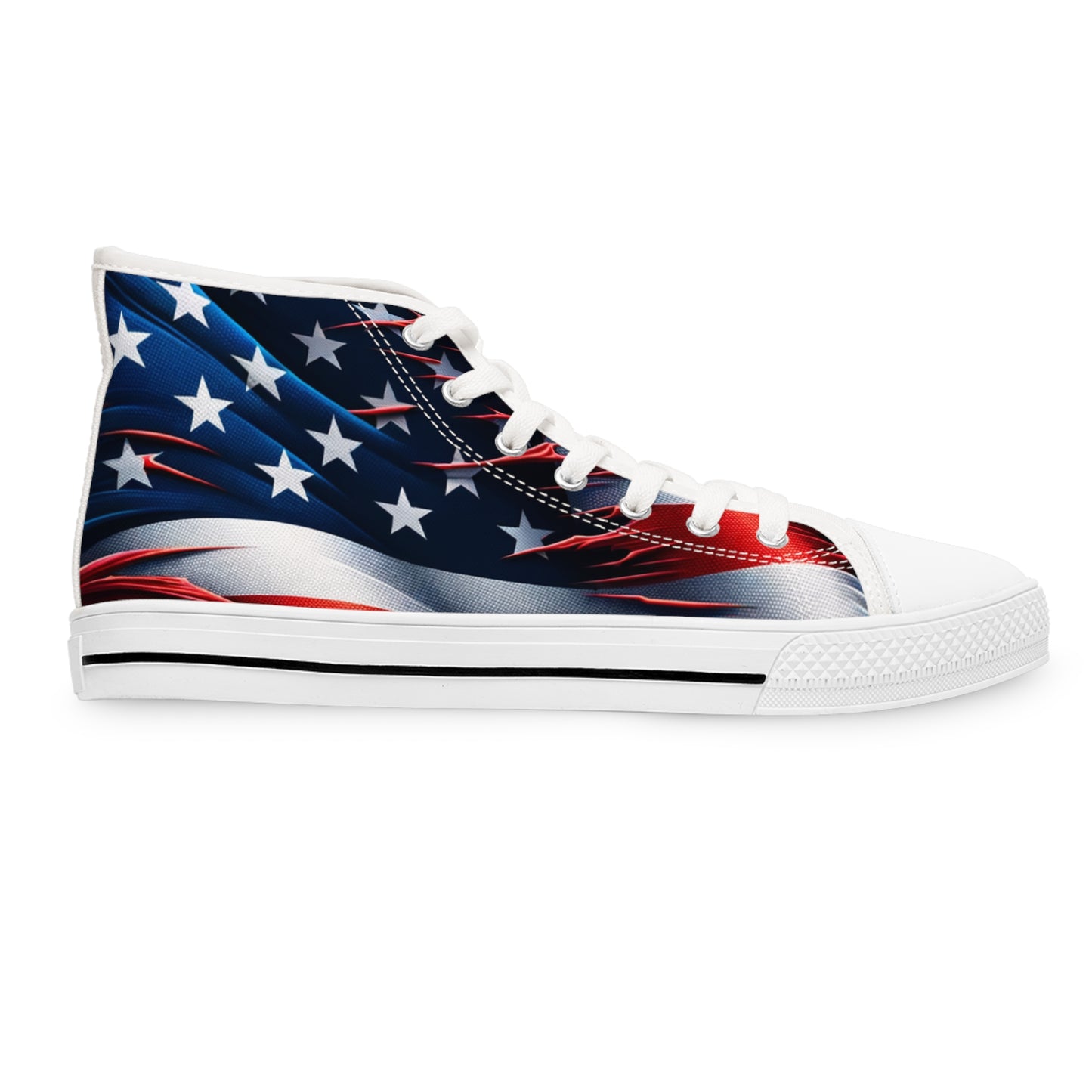 Patriotic High Top Sneakers, American Flag Sneakers for Women, Casual Shoes, Independence Day Footwear, Trendy High Tops