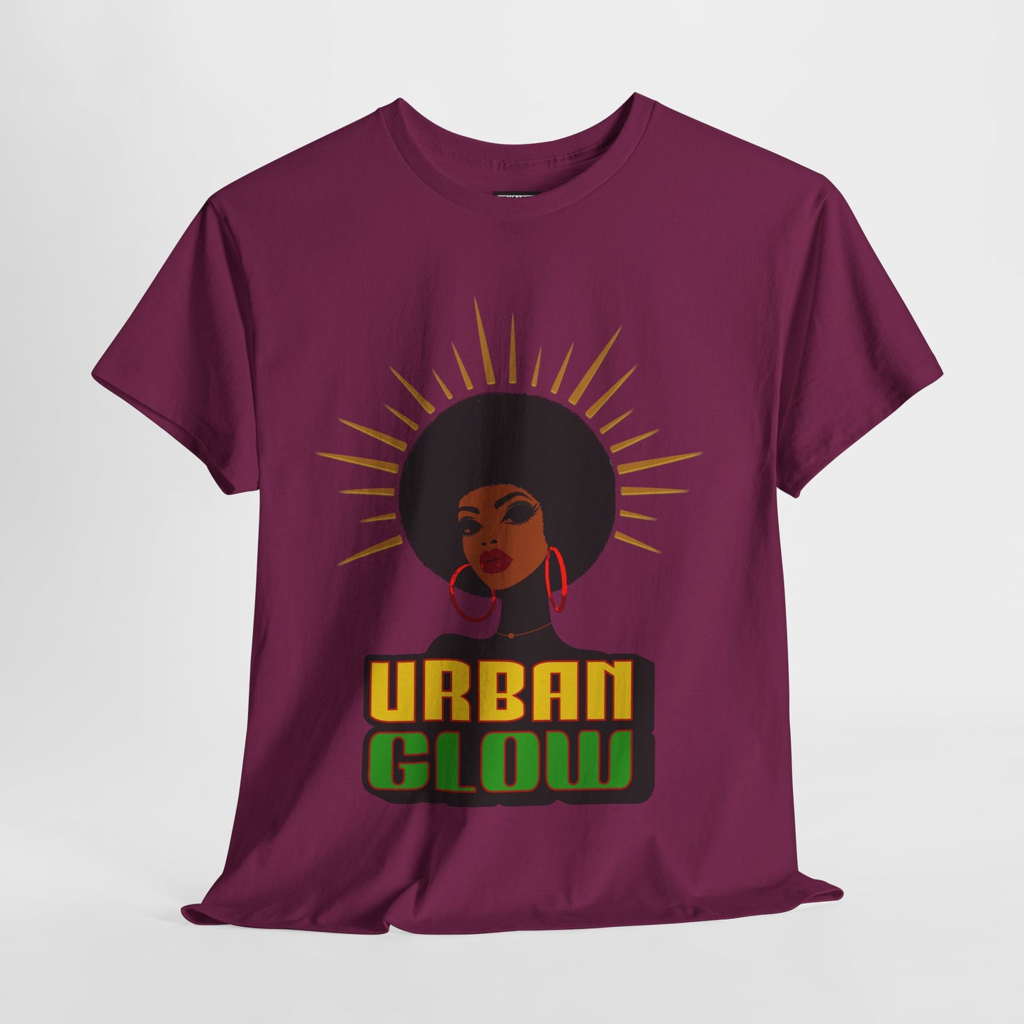 Urban Glow Unisex Heavy Cotton Tee - Afrocentric Streetwear T-Shirt for Her, Juneteenth Casual Wear, Melanin T-Shirts for Women