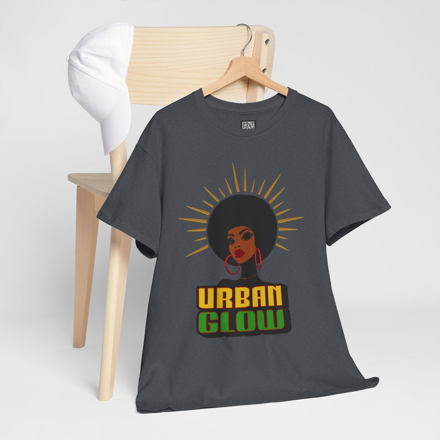 Urban Glow Unisex Heavy Cotton Tee - Afrocentric Streetwear T-Shirt for Her, Juneteenth Casual Wear, Melanin T-Shirts for Women