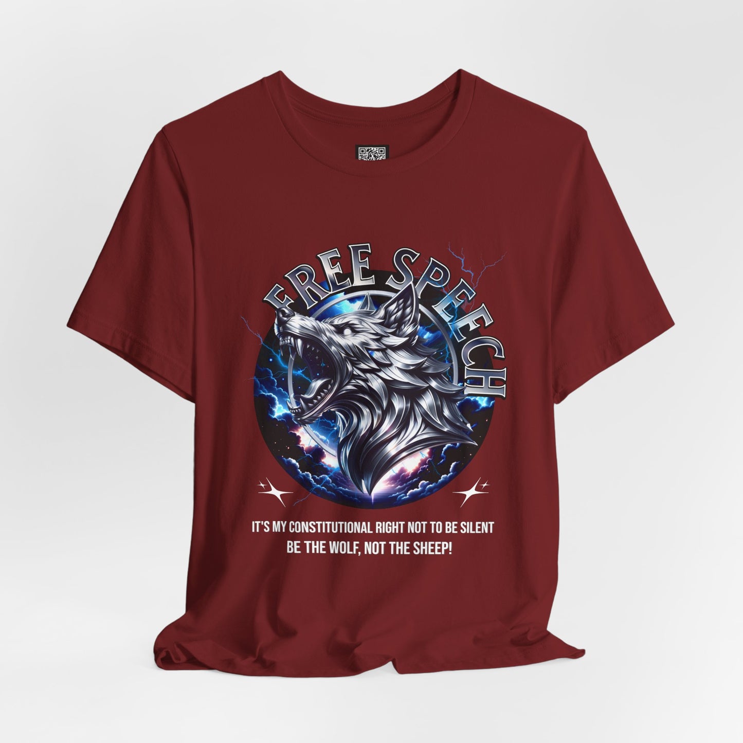 Free Speech Wolf Graphic Tee | Unisex Jersey Short Sleeve Shirt, Statement T-Shirt, Gift for Advocates, Activism Apparel, No Kings Protest