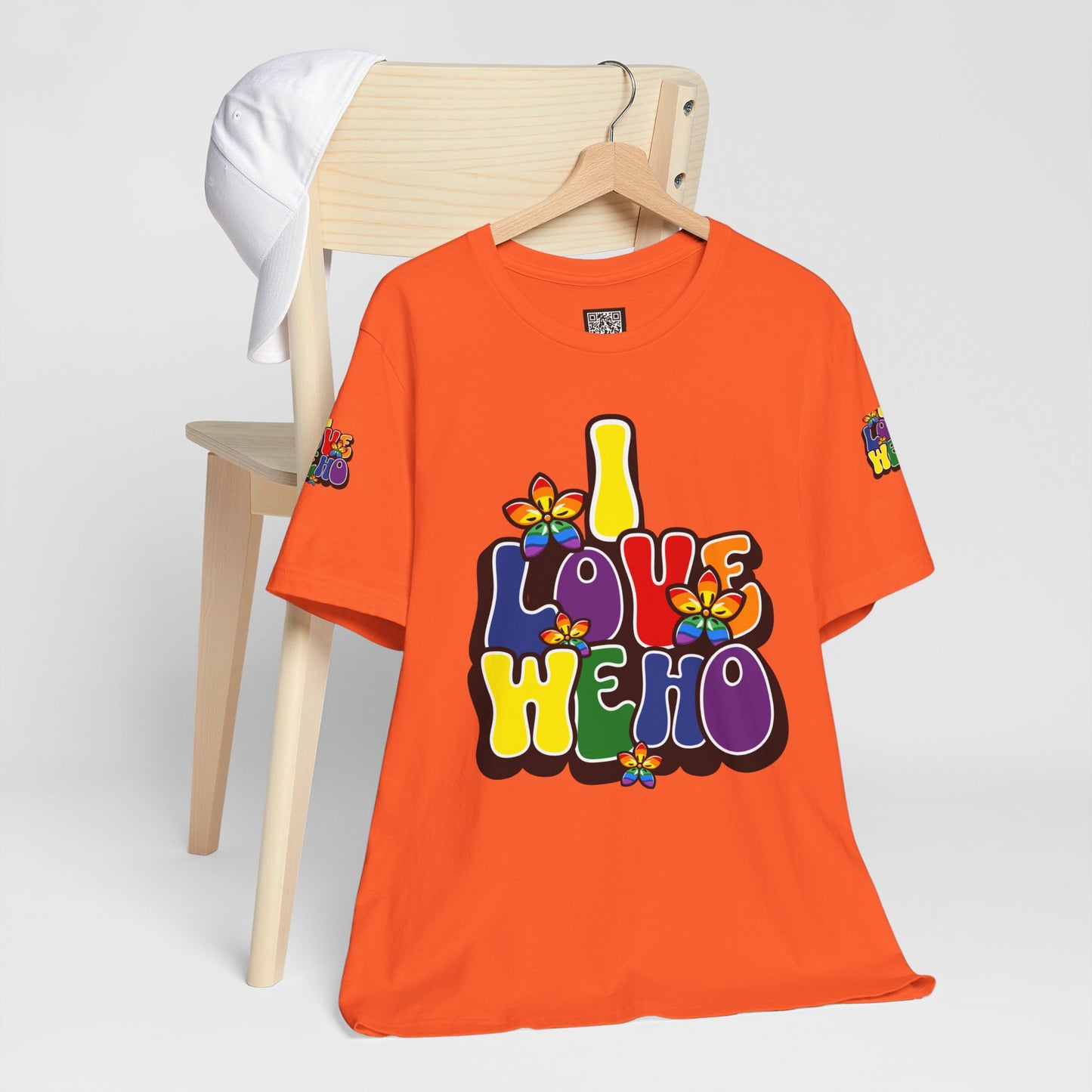 Colorful LGBTQ+ Love Short Sleeve Tee, Pride T-Shirt, I Love WeHo, Pride Festival Merchandise, Gift for Friends, Unisex Graphic Tee