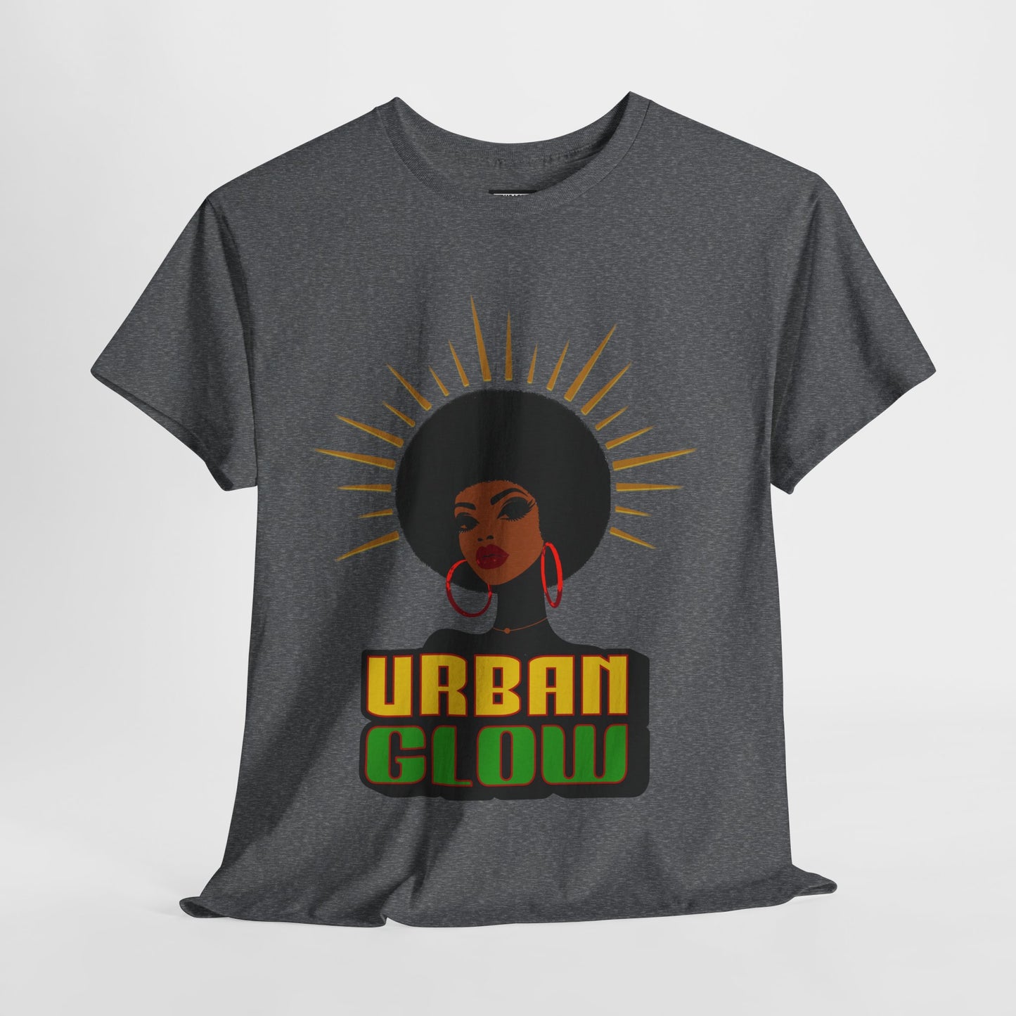 Urban Glow Unisex Heavy Cotton Tee - Afrocentric Streetwear T-Shirt for Her, Juneteenth Casual Wear, Melanin T-Shirts for Women