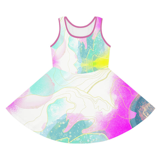 Pastel Abstract Girls' Sundress | Colorful Summer Dress for Playful Days, Girls Pastel Summer Dress, Toddler Sizes 2T to XL