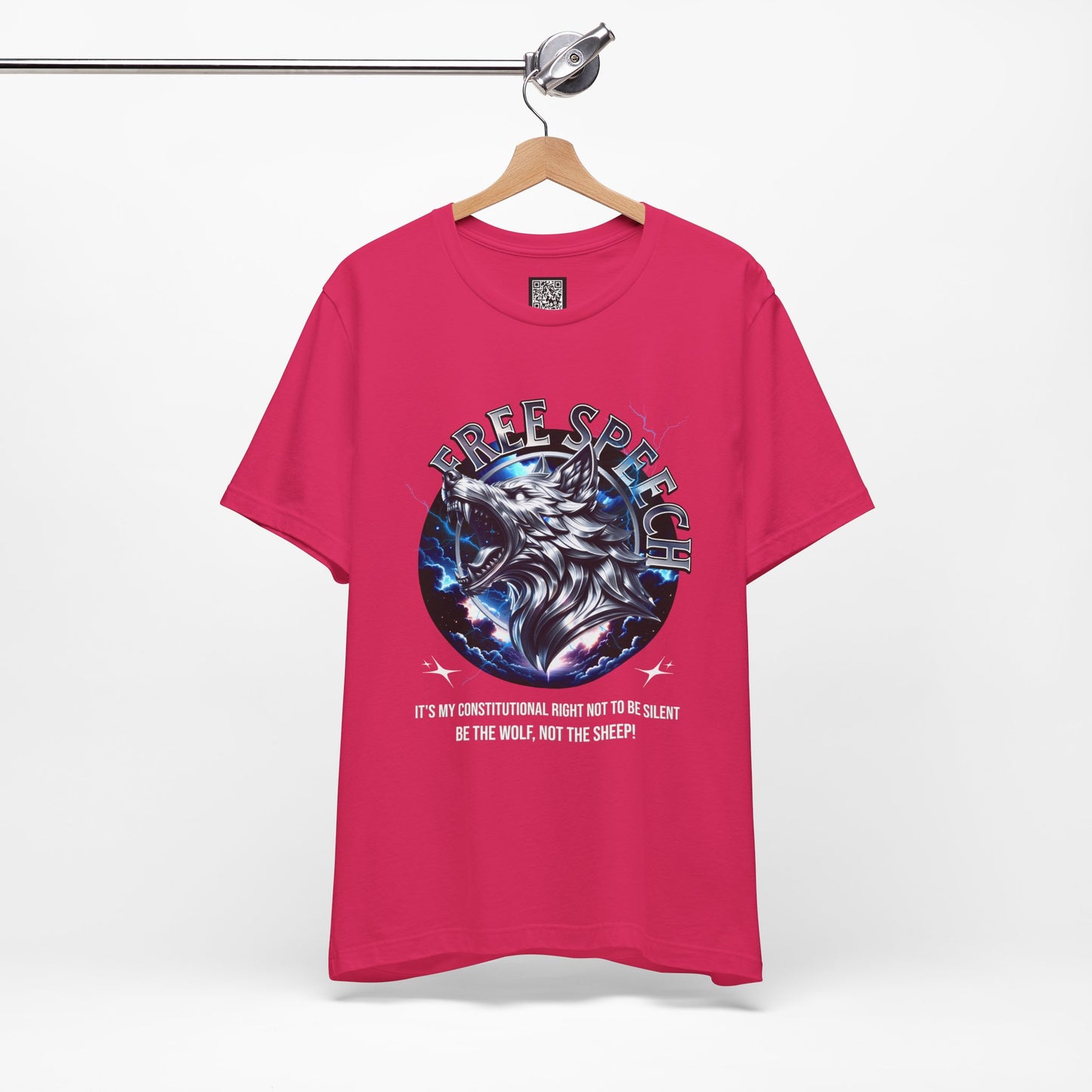 Free Speech Wolf Graphic Tee | Unisex Jersey Short Sleeve Shirt, Statement T-Shirt, Gift for Advocates, Activism Apparel, No Kings Protest