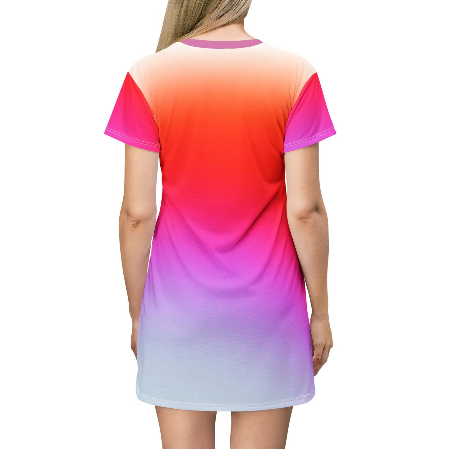 Ombre Gradient T-Shirt Dress, Casual Summer Dress, Comfy Beachwear, Music Festival Outfit, Comfortable Summer Dress for Every Day