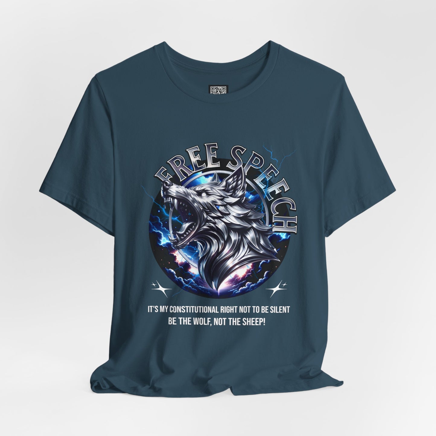 Free Speech Wolf Graphic Tee | Unisex Jersey Short Sleeve Shirt, Statement T-Shirt, Gift for Advocates, Activism Apparel, No Kings Protest