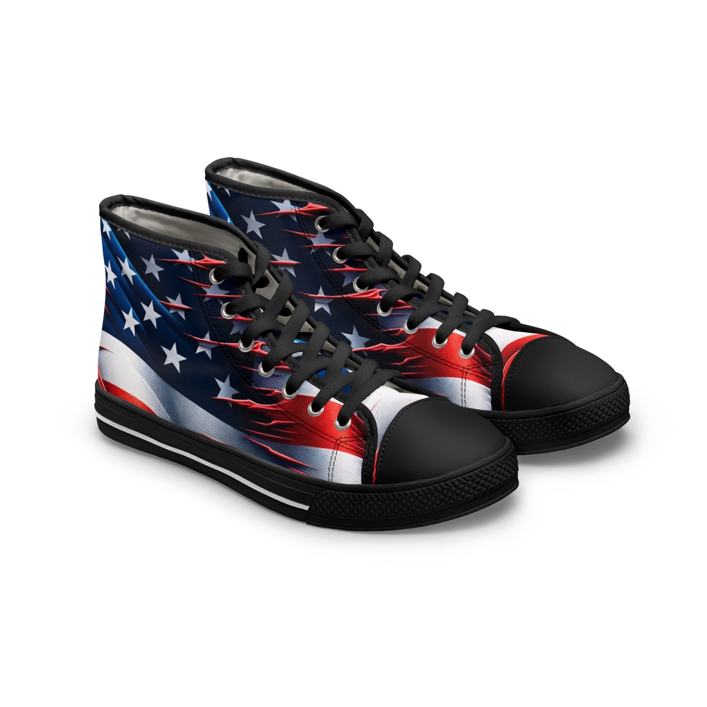 Patriotic High Top Sneakers, American Flag Sneakers for Women, Casual Shoes, Independence Day Footwear, Trendy High Tops