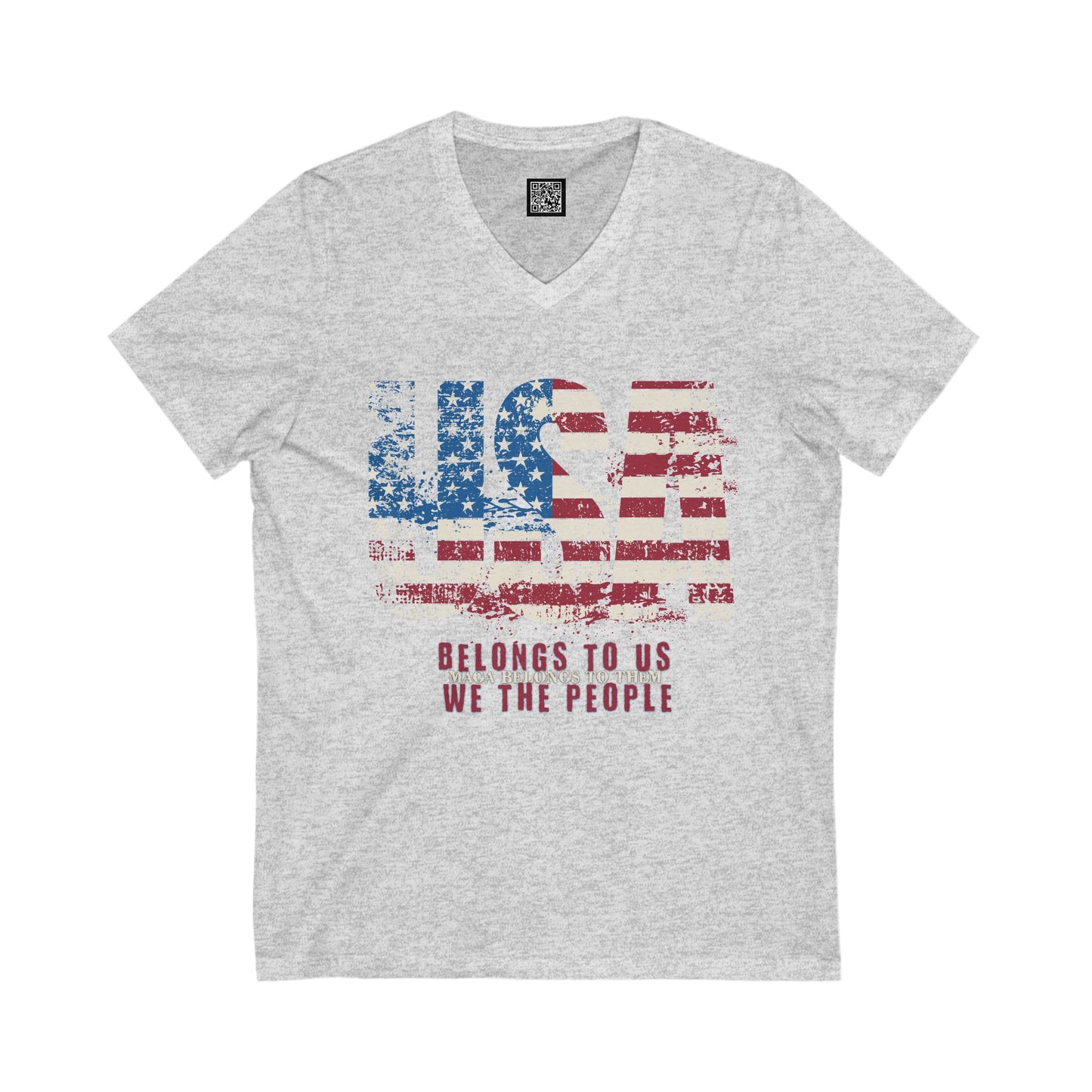 No Kings Protest V-Neck Tee - USA Belongs to Us WE the People, MAGA Belongs to Them, Fight Oligarchy T-Shirts, Hands Off Protest Shirt