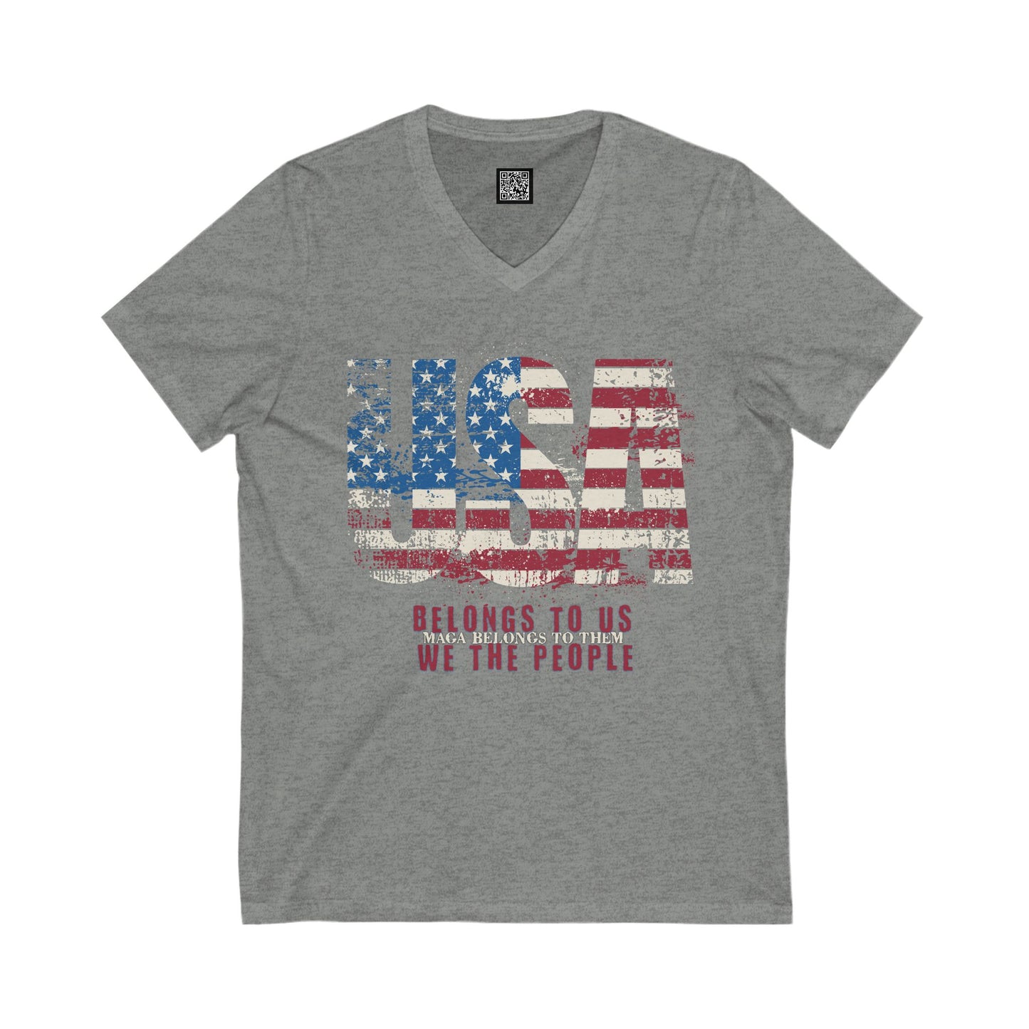No Kings Protest V-Neck Tee - USA Belongs to Us WE the People, MAGA Belongs to Them, Fight Oligarchy T-Shirts, Hands Off Protest Shirt