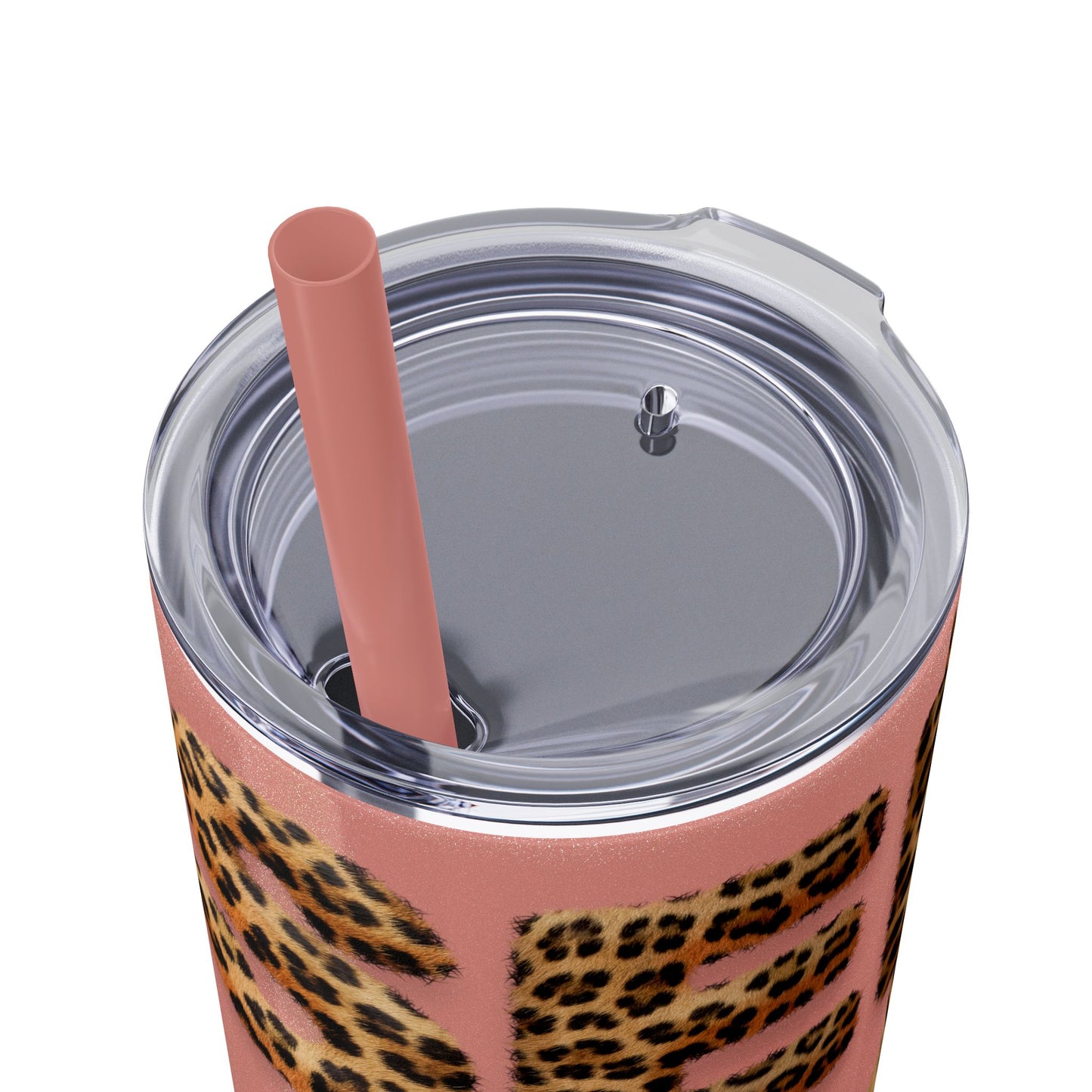 Skinny Tumbler with Straw, 20oz, Leopard Print Tumbler, Motivational Tumbler, Positive Affirmation Tumbler, Inspirational Quote of Self-Love