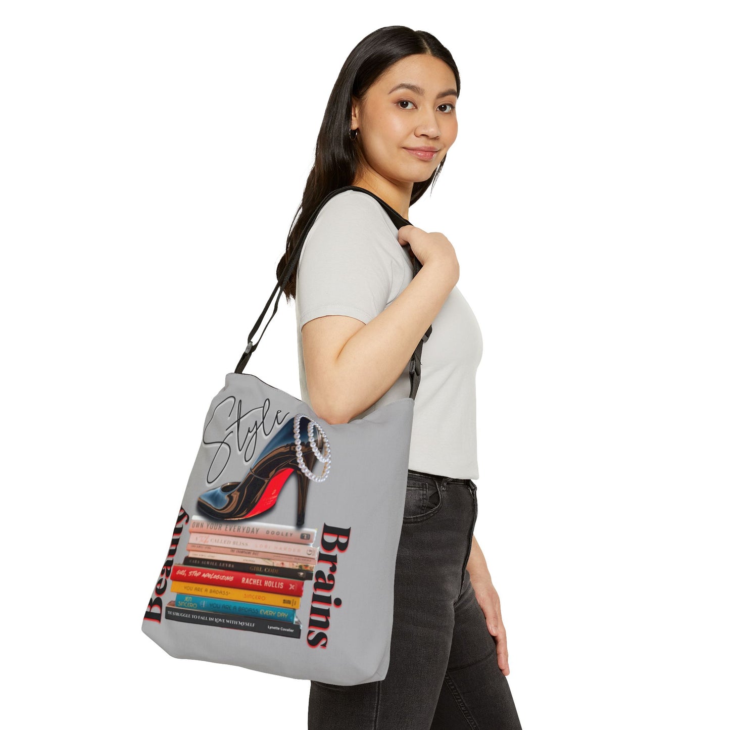 Chic Adjustable Tote Bag, Beauty Brains and Style Design, Louboutin Tote Bag for Women, Cute Gift for Women,