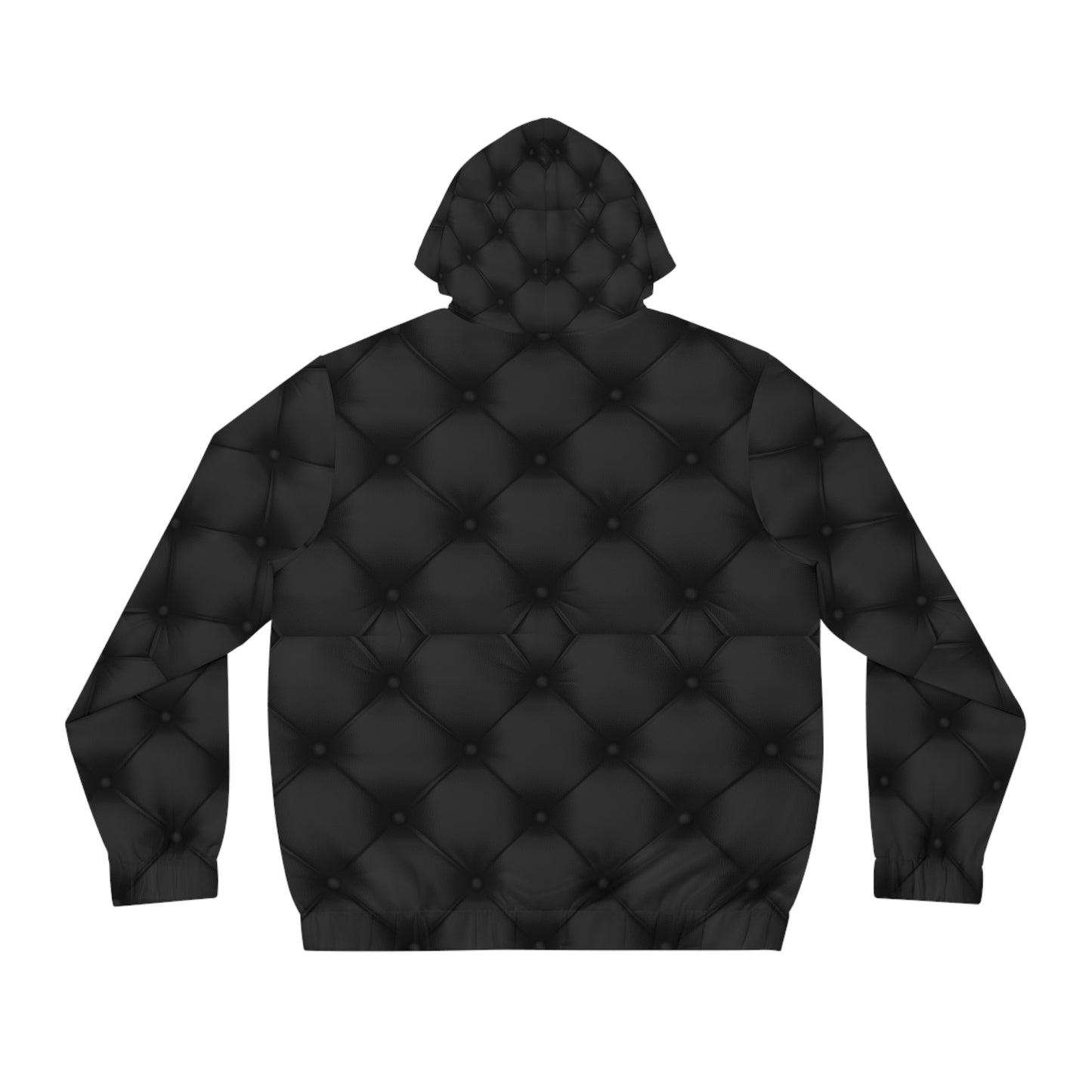 Unisex Full-Zip Black Quilted Print Hoodie, Hoodies for Men and Women with a Quilted Print,