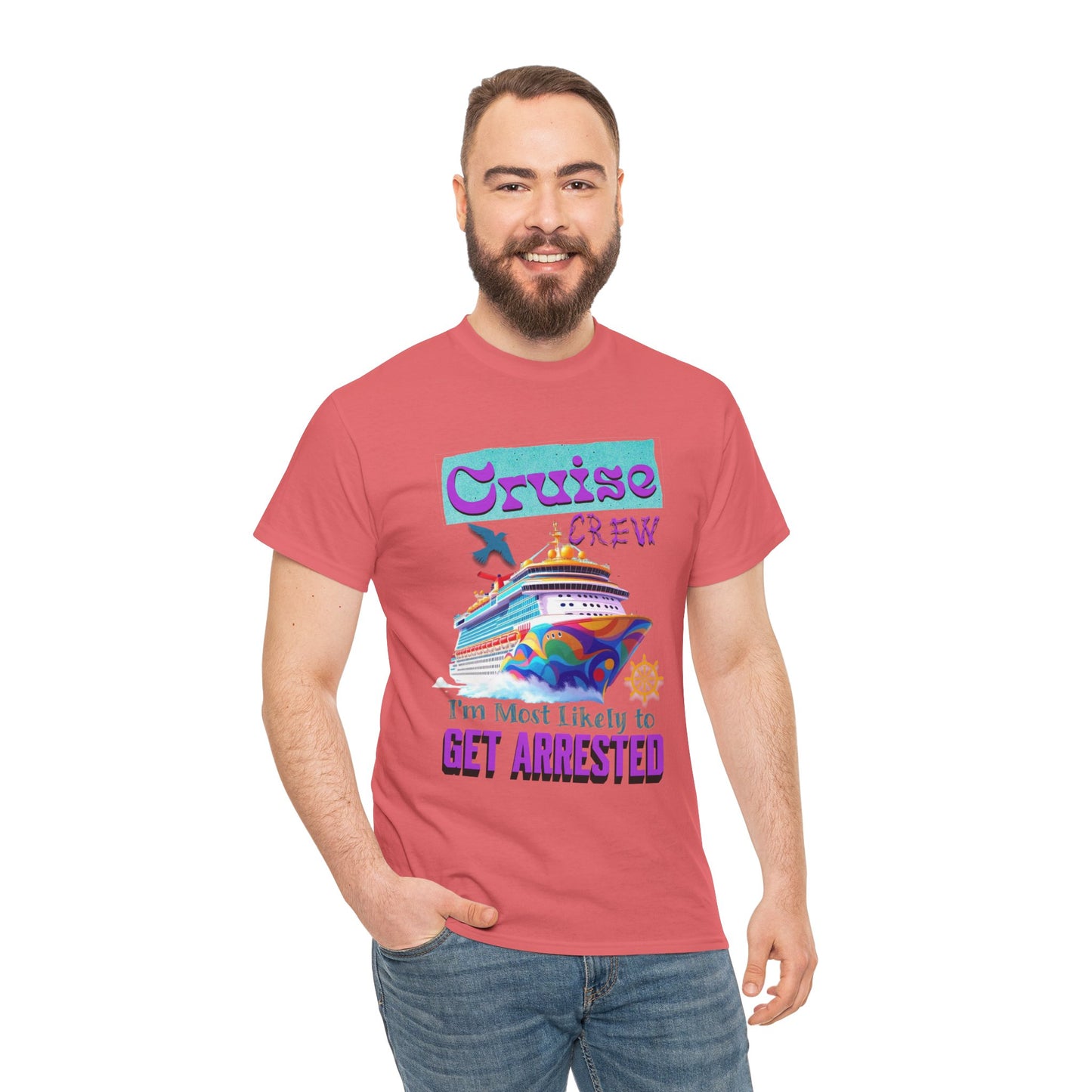 Cruise Crew Unisex Heavy Cotton Tee - Fun Vacation Shirt for Cruise Lovers, Cruise Travel Enthusiasts, Get Arrested Humor, Cruise Summer Beachwear,