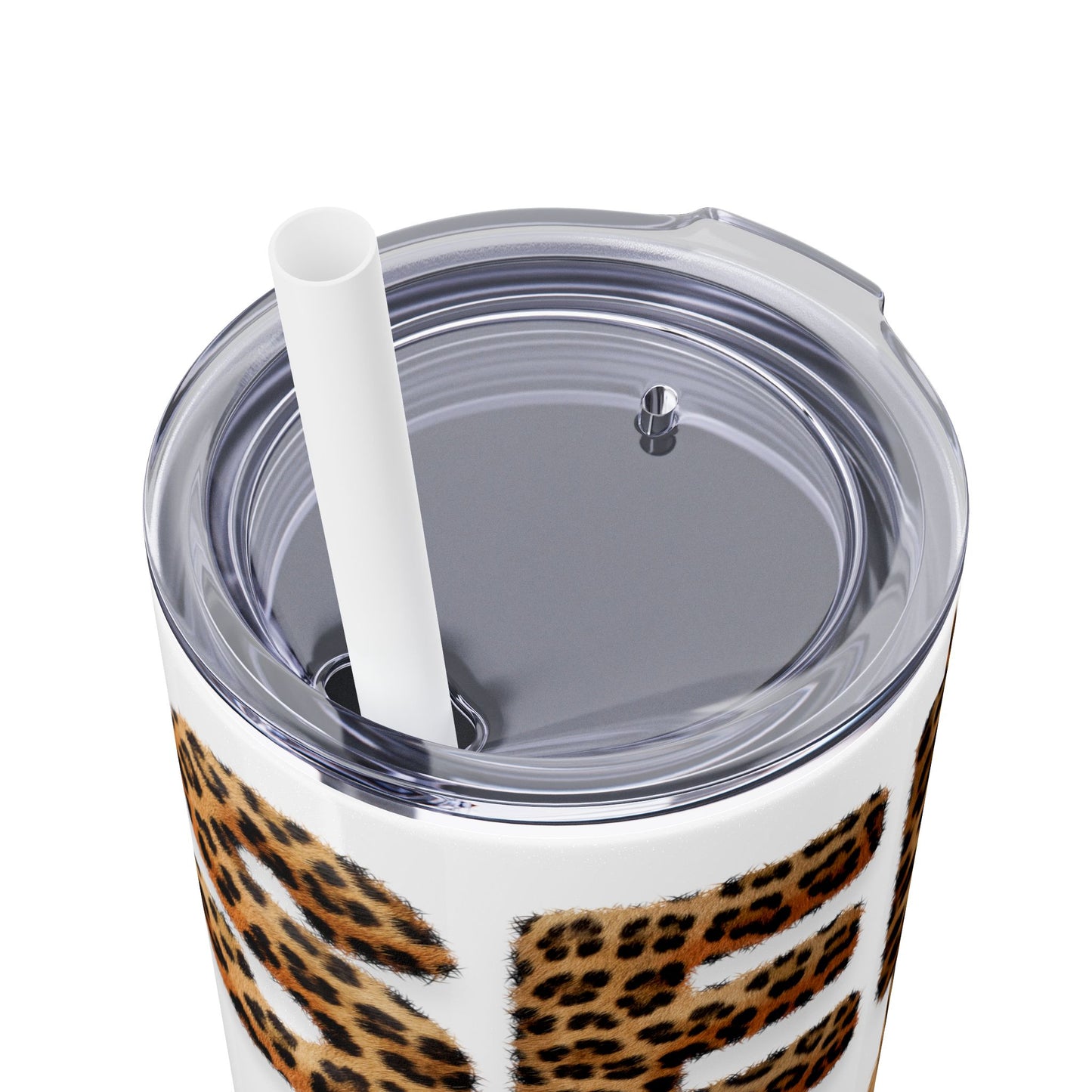 Skinny Tumbler with Straw, 20oz, Leopard Print Tumbler, Motivational Tumbler, Positive Affirmation Tumbler, Inspirational Quote of Self-Love