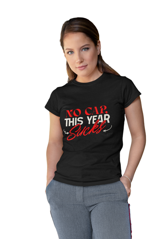 No Cap This Year Sucks Heavy Cotton Unisex T-Shirt, America's Demise 2025, Hard Year Difficult Times Shirt, Fight for Democracy Tees