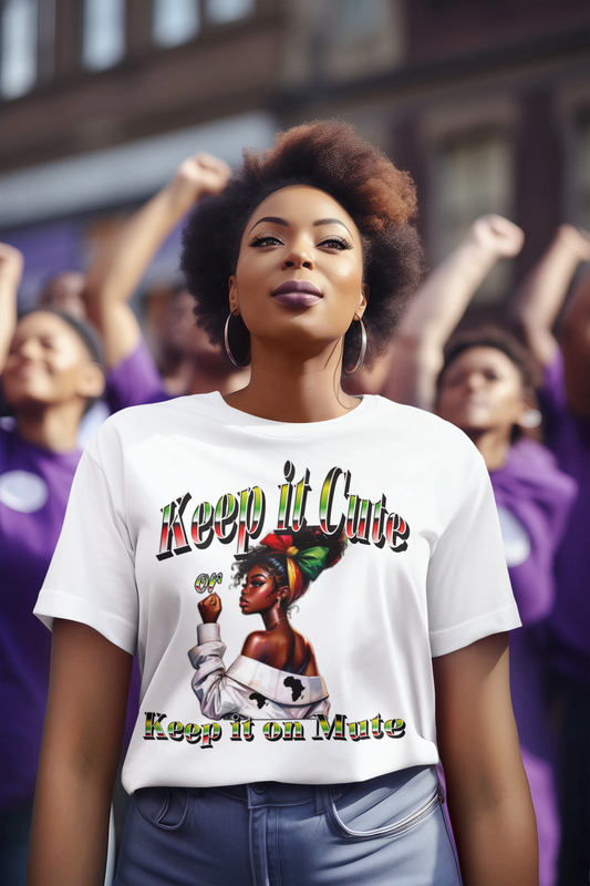 Keep It Cute Women's Boyfriend Tee - Stylish Graphic T-Shirt for Everyday Wear, Keep it Cute or Keep it On Mute T-Shirt,