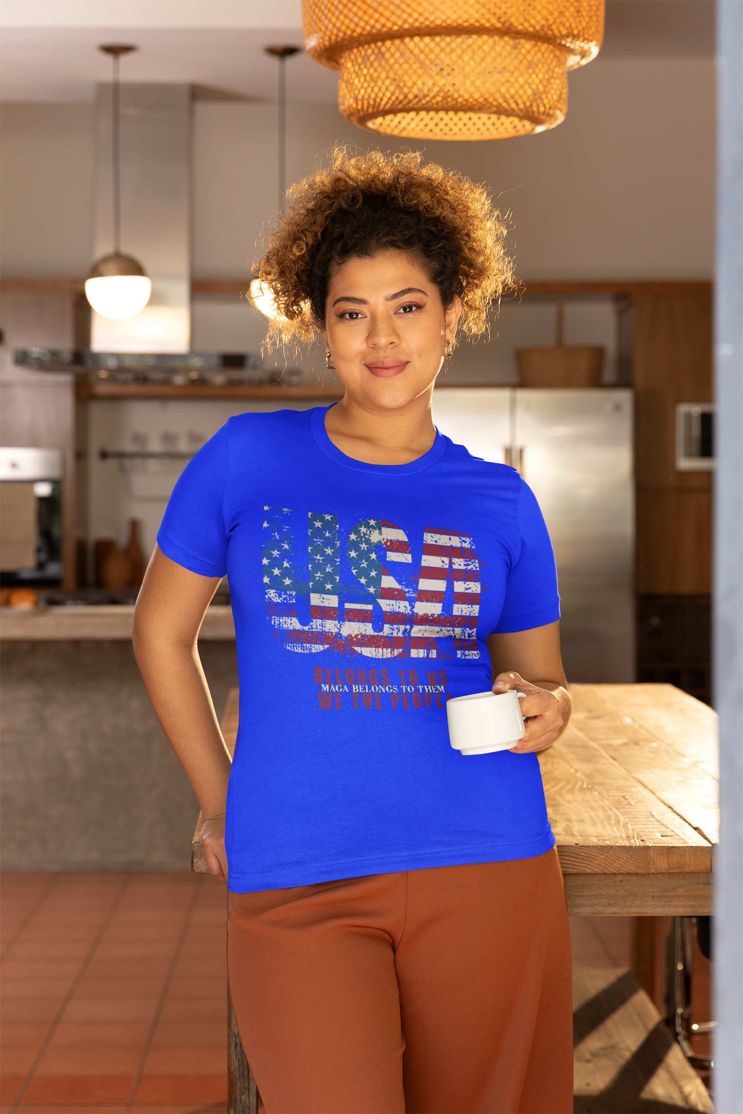 No Kings Protest V-Neck Tee - USA Belongs to Us WE the People, MAGA Belongs to Them, Fight Oligarchy T-Shirts, Hands Off Protest Shirt