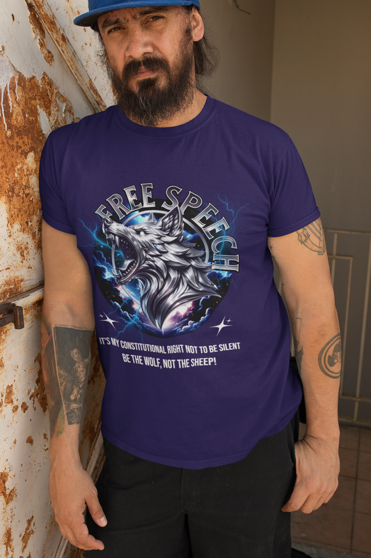 Free Speech Wolf Graphic Tee | Unisex Jersey Short Sleeve Shirt, Statement T-Shirt, Gift for Advocates, Activism Apparel, No Kings Protest