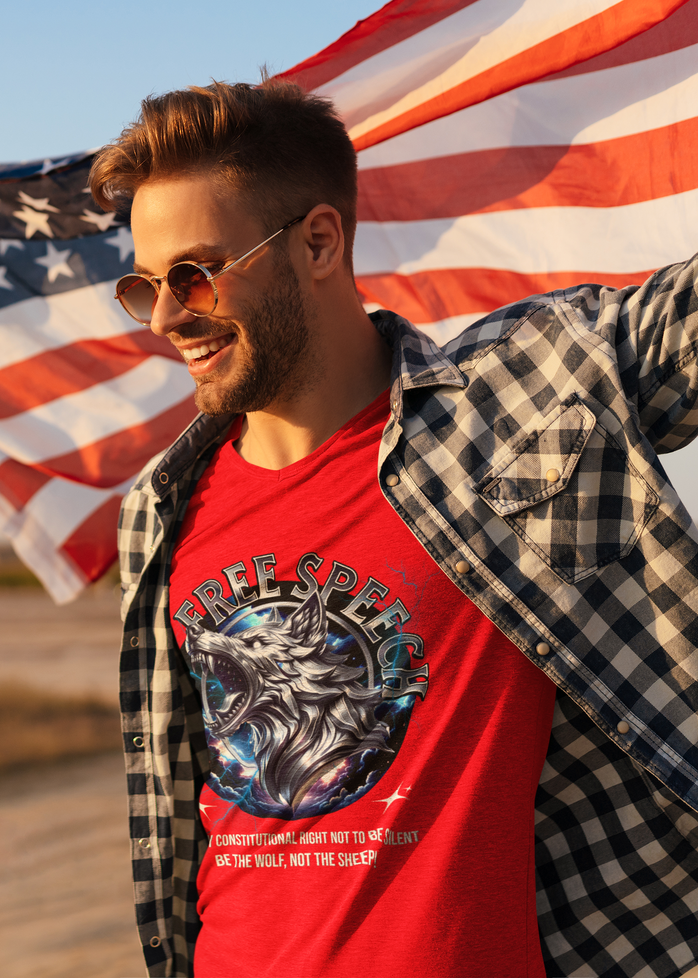 Free Speech Wolf Graphic Tee | Unisex Jersey Short Sleeve Shirt, Statement T-Shirt, Gift for Advocates, Activism Apparel, No Kings Protest