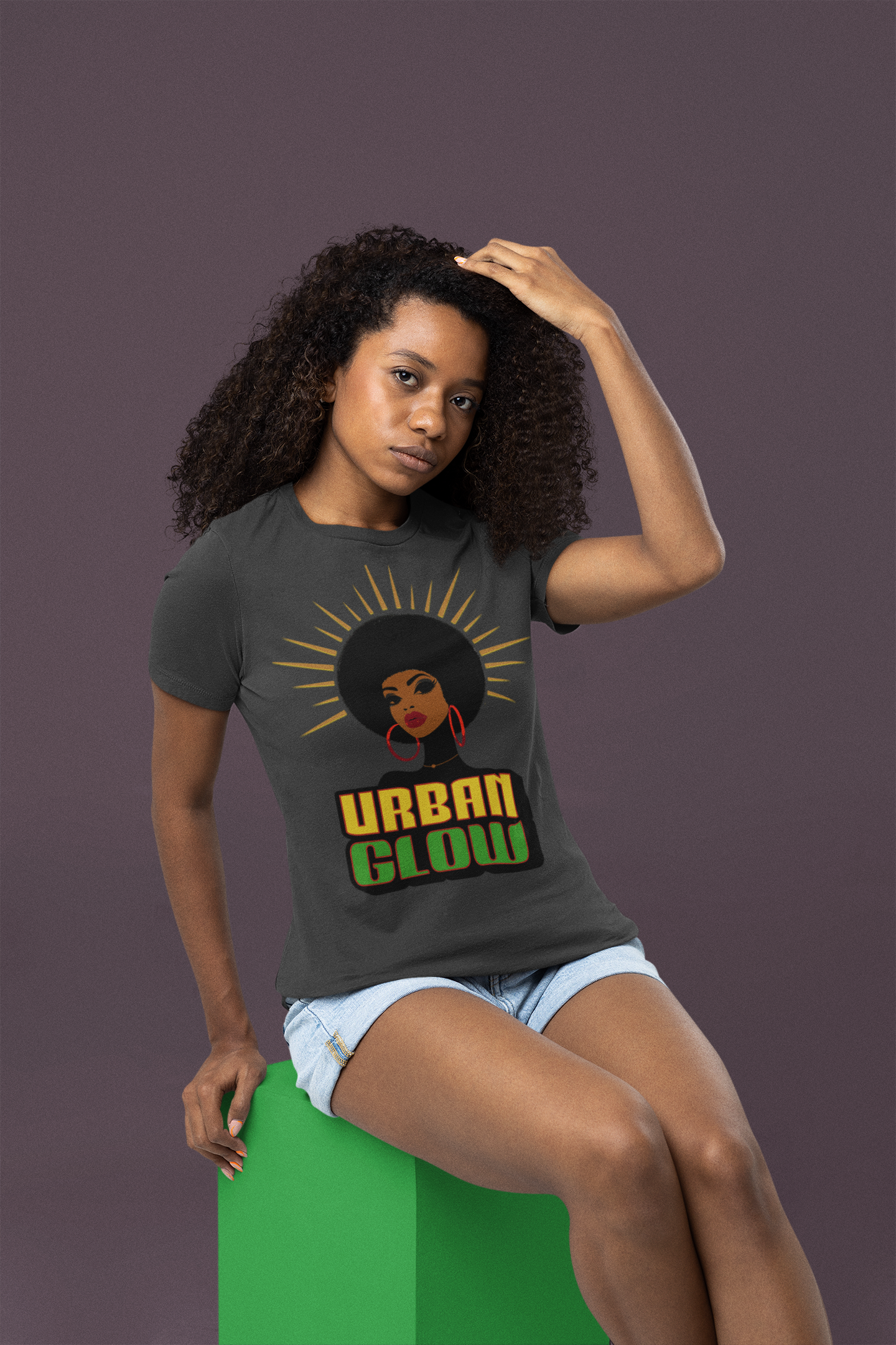 Urban Glow Unisex Heavy Cotton Tee - Afrocentric Streetwear T-Shirt for Her, Juneteenth Casual Wear, Melanin T-Shirts for Women