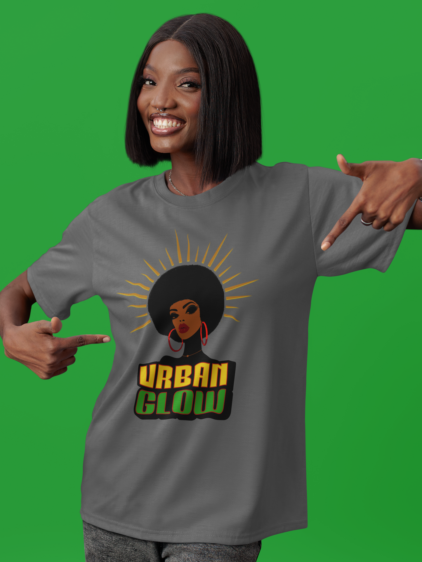 Urban Glow Unisex Heavy Cotton Tee - Afrocentric Streetwear T-Shirt for Her, Juneteenth Casual Wear, Melanin T-Shirts for Women