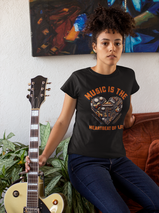 Heartfelt Music Tee, Unisex Short Sleeve Music T-Shirt, Gift for Musicians, Music Lover Apparel, Heartbeat of Life Shirt, Concert Outfit