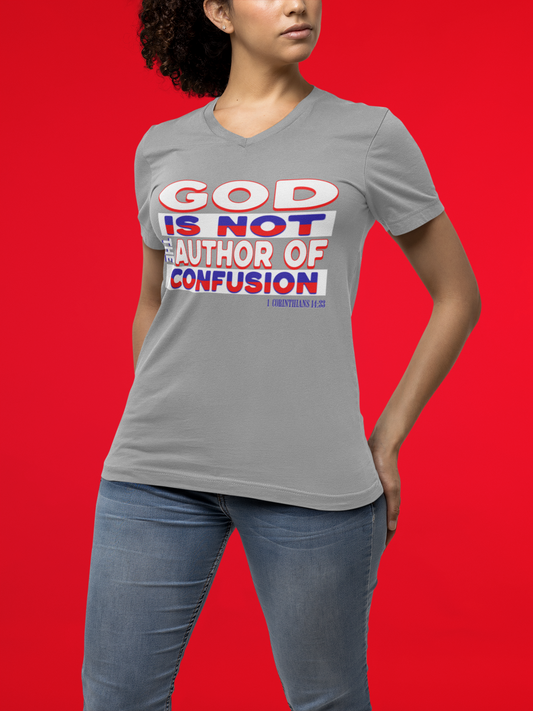 Faith-Based V-Neck Tee, Christian Apparel, Inspirational T-Shirt, Gift for Believers, Casual Outfit, Bible Verse Shirt, Wake up America