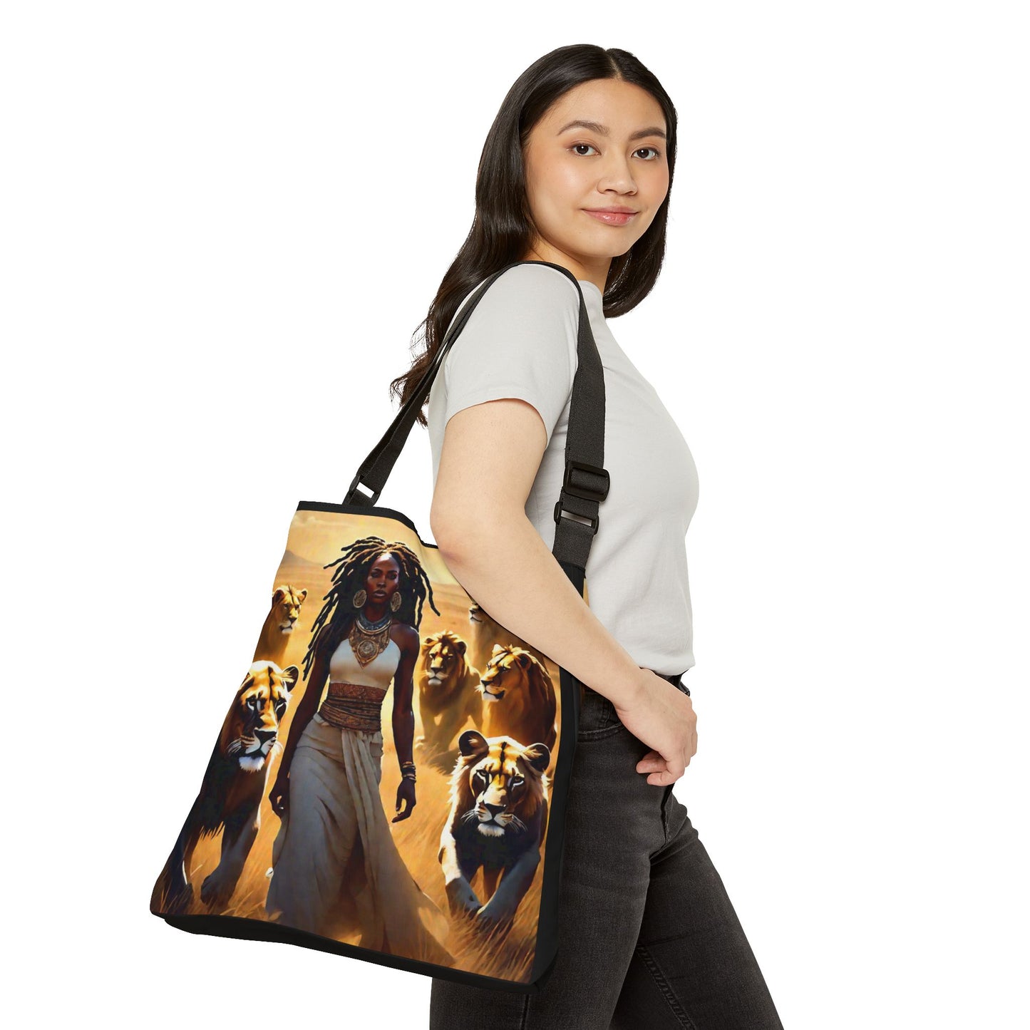 Afrocentric Adjustable Tote Bag, Black Girl Magic Eco Friendly Reusable Bag, Fashionable Bag Ideal for Travel, Women's Accessory Gifts