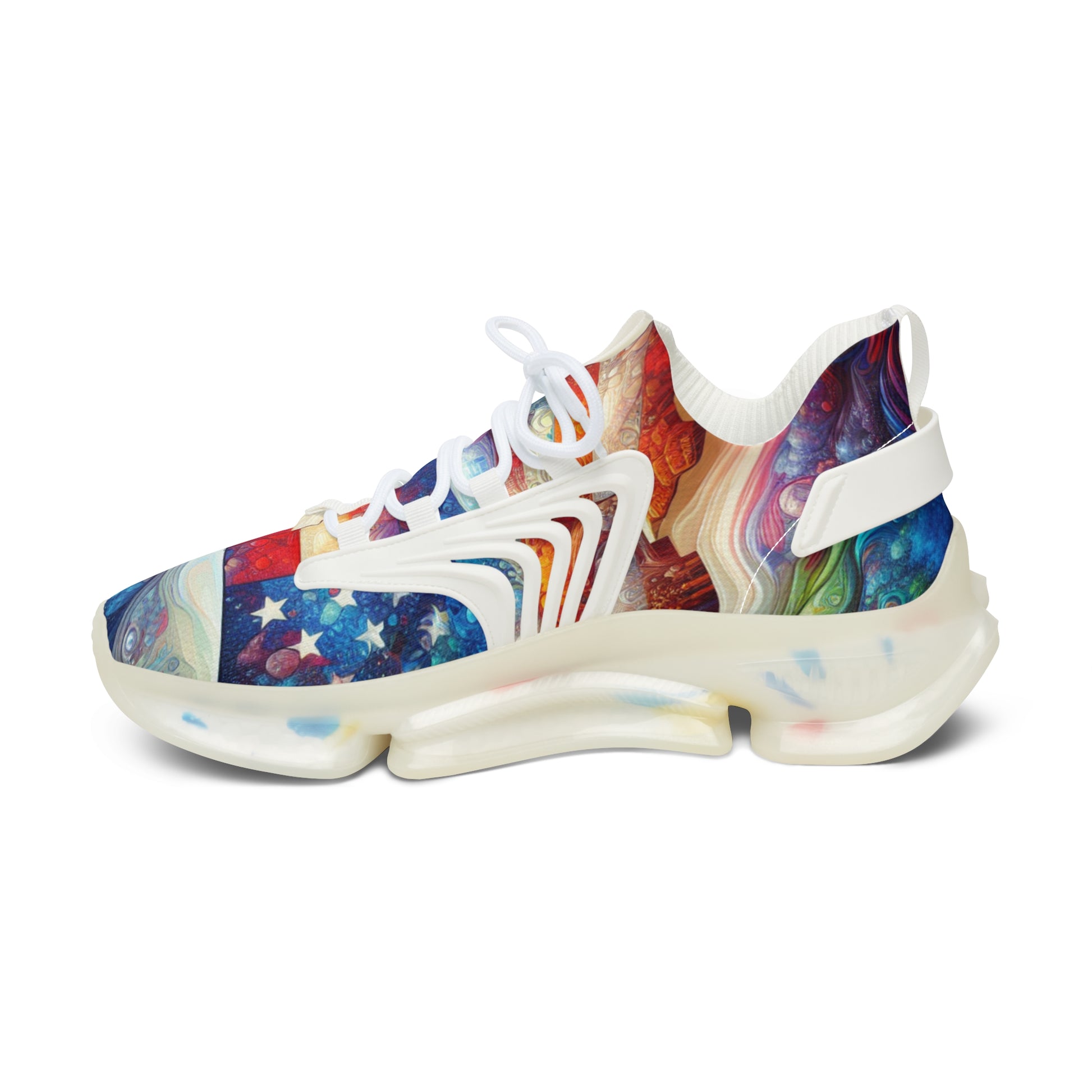 Stylish Women's American Distressed Sneakers, Colorful Flag Athletic Shoes, Trendy Casual Footwear for Everyday Wear, Gift for Fitness Lovers,