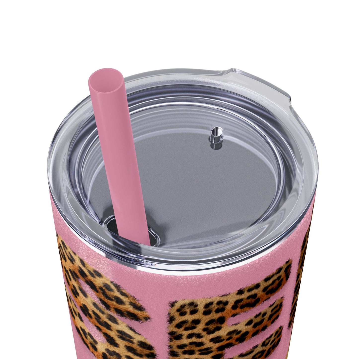 Skinny Tumbler with Straw, 20oz, Leopard Print Tumbler, Motivational Tumbler, Positive Affirmation Tumbler, Inspirational Quote of Self-Love