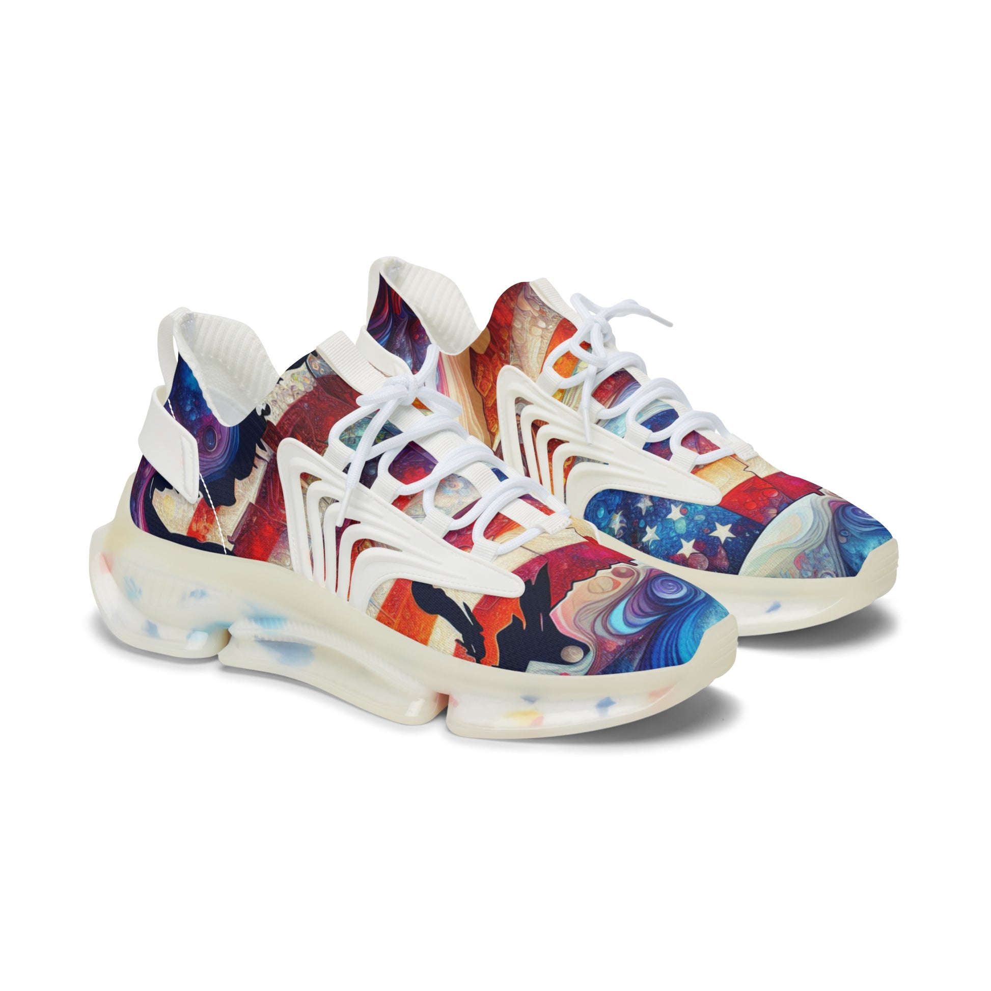 Stylish Women's American Distressed Sneakers, Colorful Flag Athletic Shoes, Trendy Casual Footwear for Everyday Wear, Gift for Fitness Lovers,
