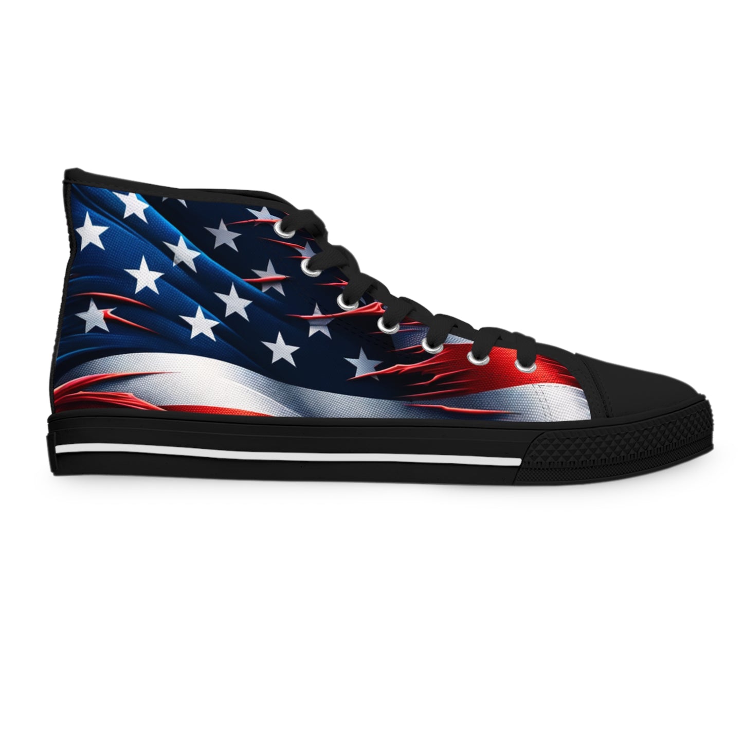 Patriotic High Top Sneakers, American Flag Sneakers for Women, Casual Shoes, Independence Day Footwear, Trendy High Tops