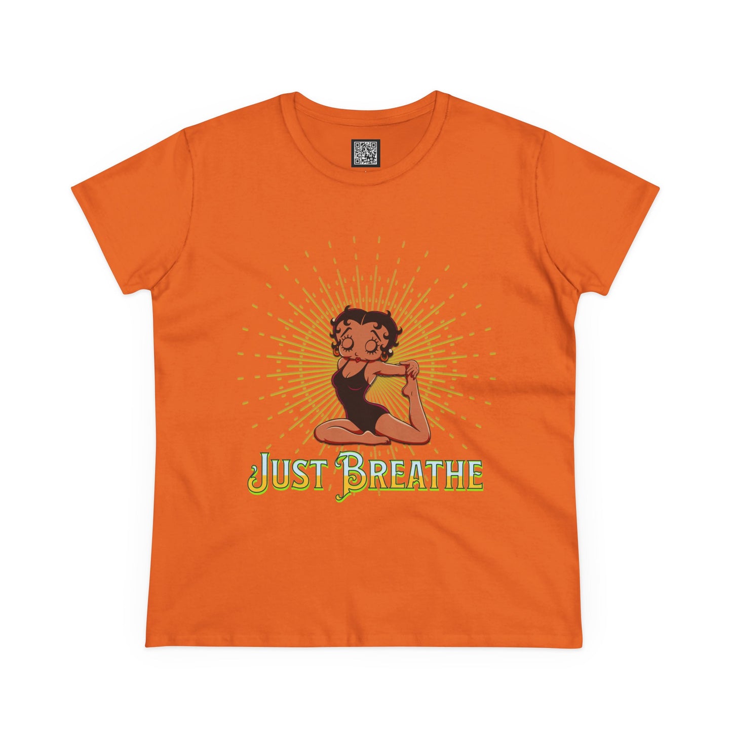 Just Breathe Betty Boop Women's Yoga Tee - Midweight Cotton Shirt for Relaxation and Mindfulness, Betty Boop Just Breathe T-Shirts