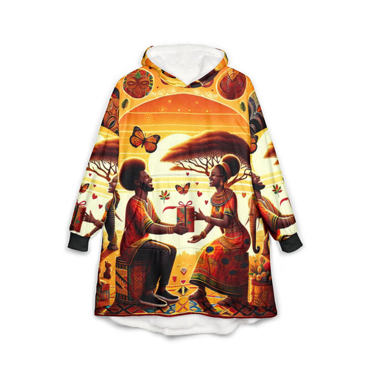 Cozy Unisex Afrocentric Artistic Hooded Blanket - Soft, Warm, Perfect for Lounging, Mother's Day Gift for Mom and Grandma