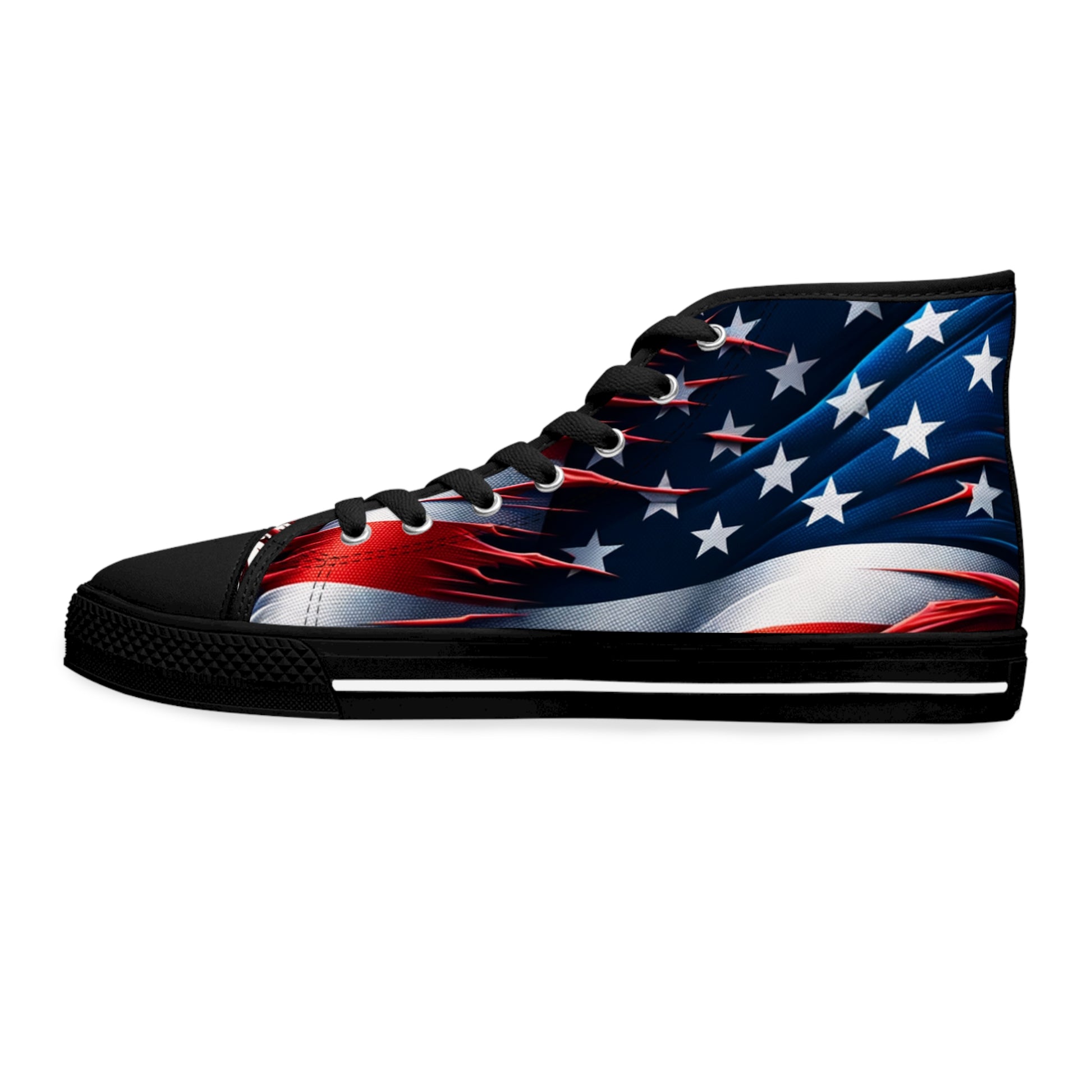 Patriotic High Top Sneakers, American Flag Sneakers for Women, Casual Shoes, Independence Day Footwear, Trendy High Tops
