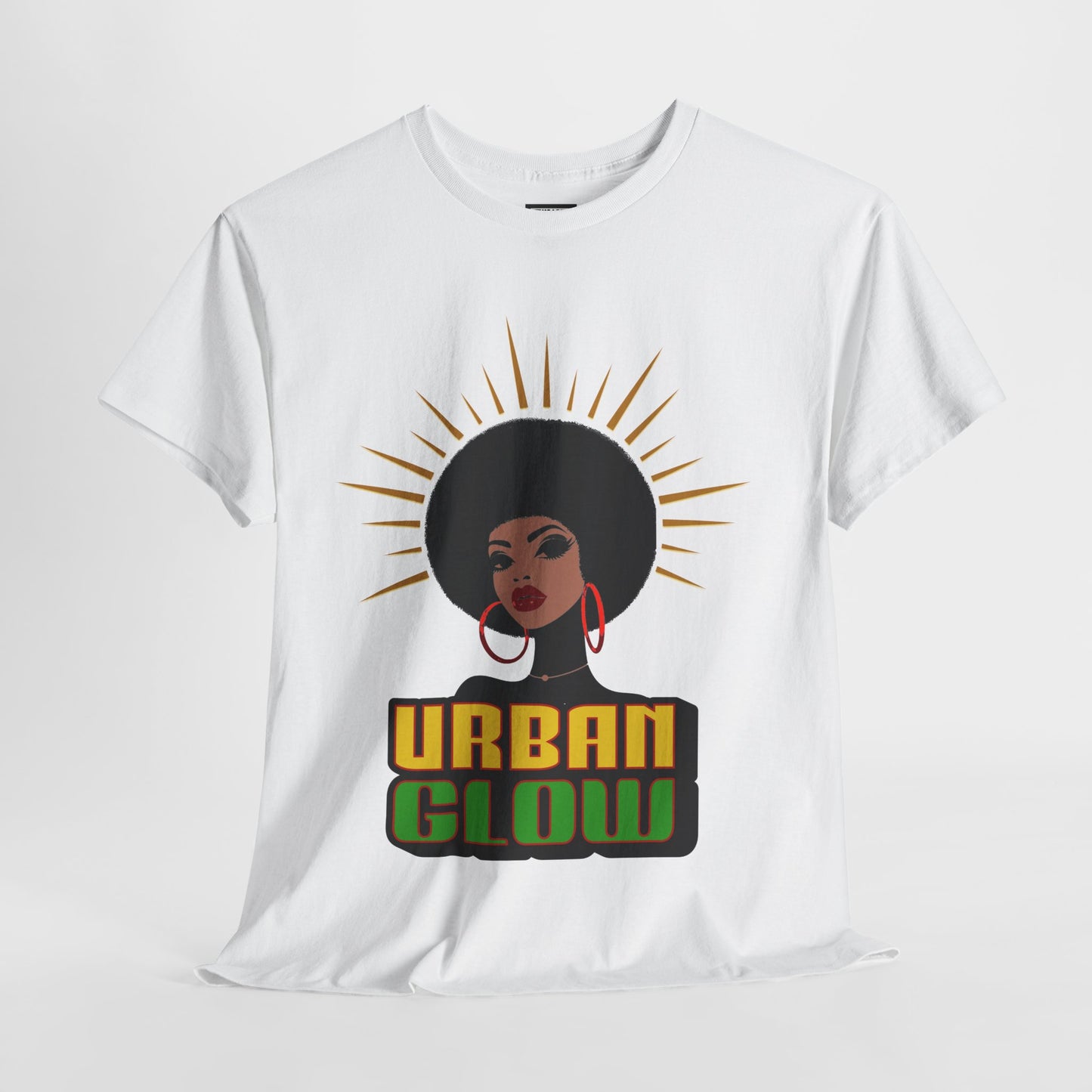Urban Glow Unisex Heavy Cotton Tee - Afrocentric Streetwear T-Shirt for Her, Juneteenth Casual Wear, Melanin T-Shirts for Women