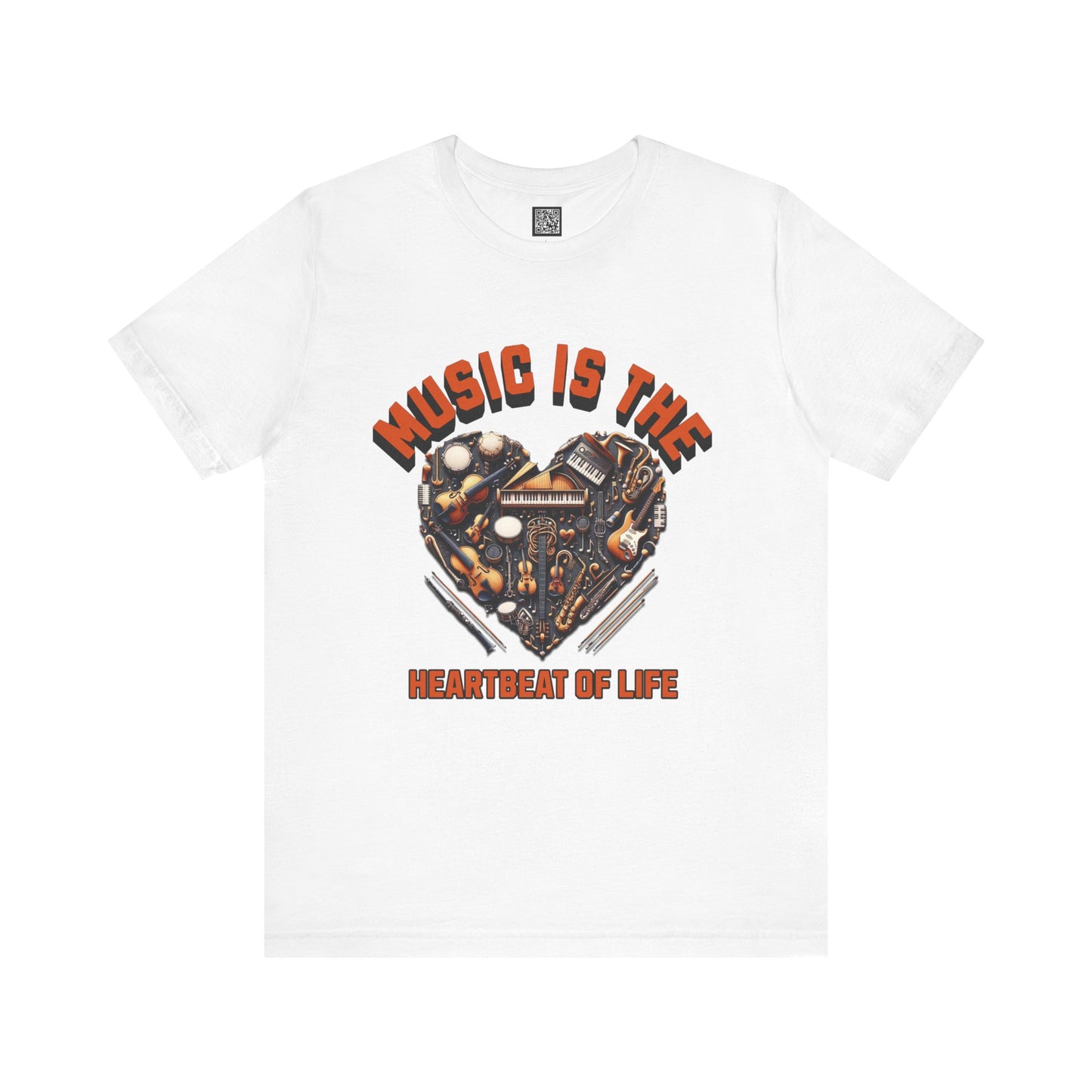 Heartfelt Music Tee, Unisex Short Sleeve Music T-Shirt, Gift for Musicians, Music Lover Apparel, Heartbeat of Life Shirt, Concert Outfit
