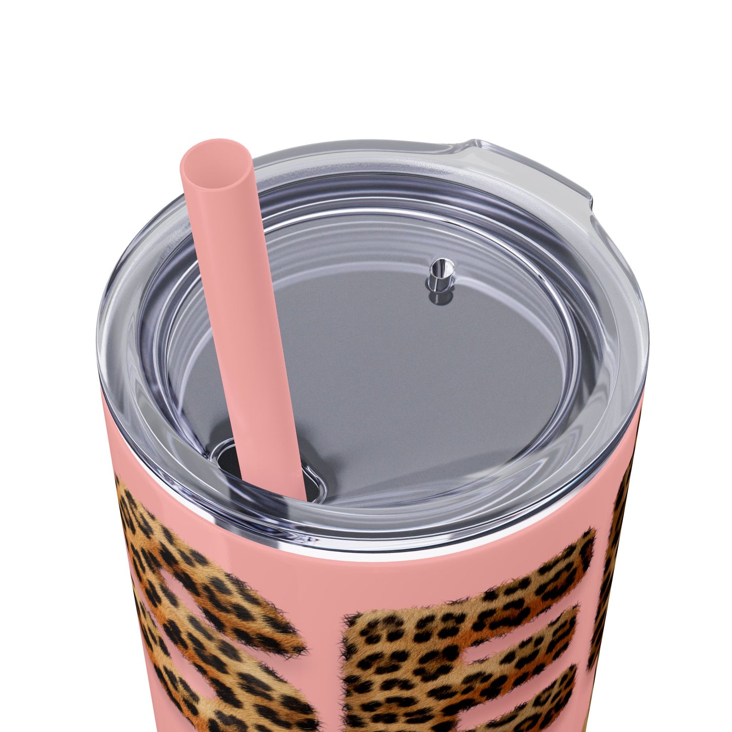 Skinny Tumbler with Straw, 20oz, Leopard Print Tumbler, Motivational Tumbler, Positive Affirmation Tumbler, Inspirational Quote of Self-Love
