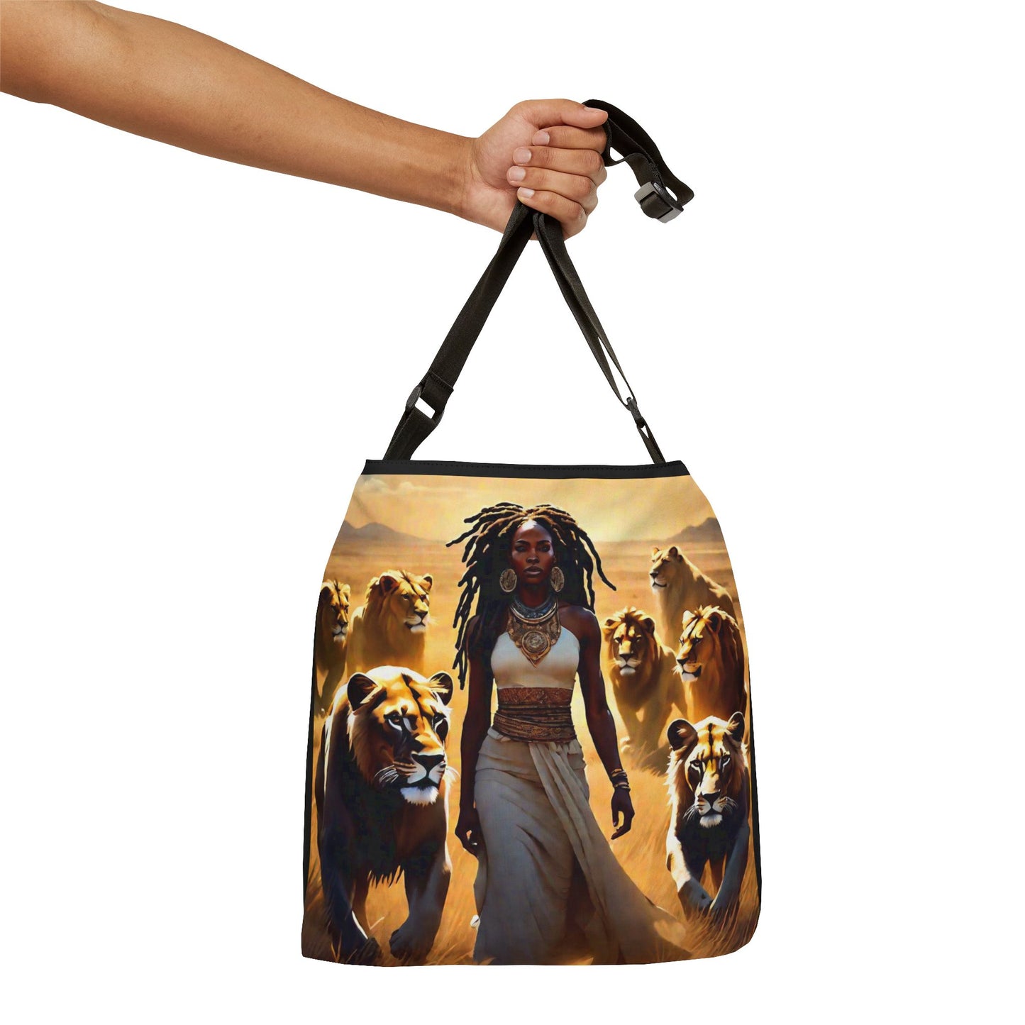 Afrocentric Adjustable Tote Bag, Black Girl Magic Eco Friendly Reusable Bag, Fashionable Bag Ideal for Travel, Women's Accessory Gifts