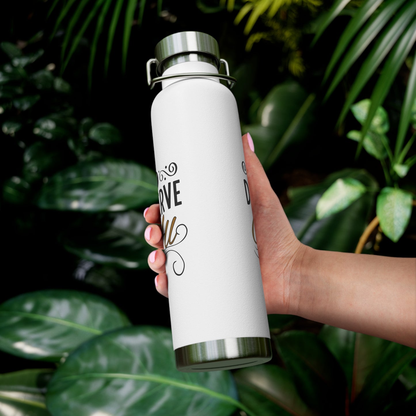 "I Deserve It All" Copper Vacuum Insulated Bottle, 22oz, Inspirational Lyrics from Kendrick Lamar Man in the Garden, Kendrick Lamar Fan Merchandise
