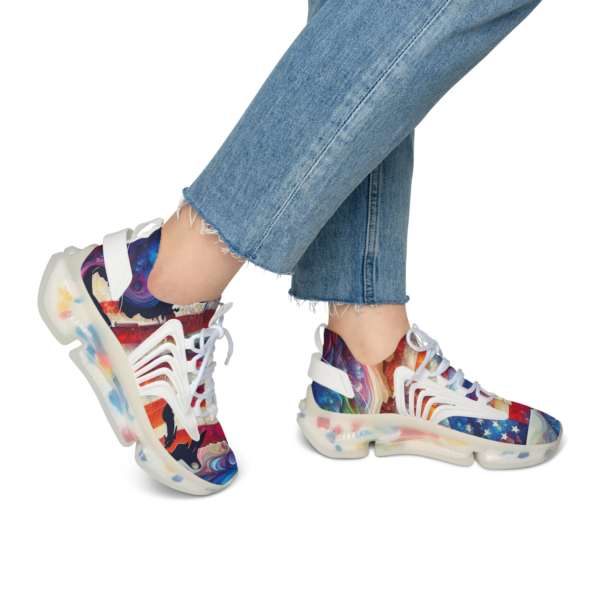 Stylish Women's American Distressed Sneakers, Colorful Flag Athletic Shoes, Trendy Casual Footwear for Everyday Wear, Gift for Fitness Lovers,