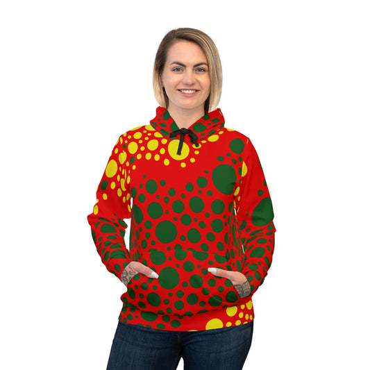 Vibrant Dot Pattern Athletic Hoodie - Perfect for Fitness & Festive Celebrations, One-of-A-Kind Print, Cute Workout Gear, Activewear for Her