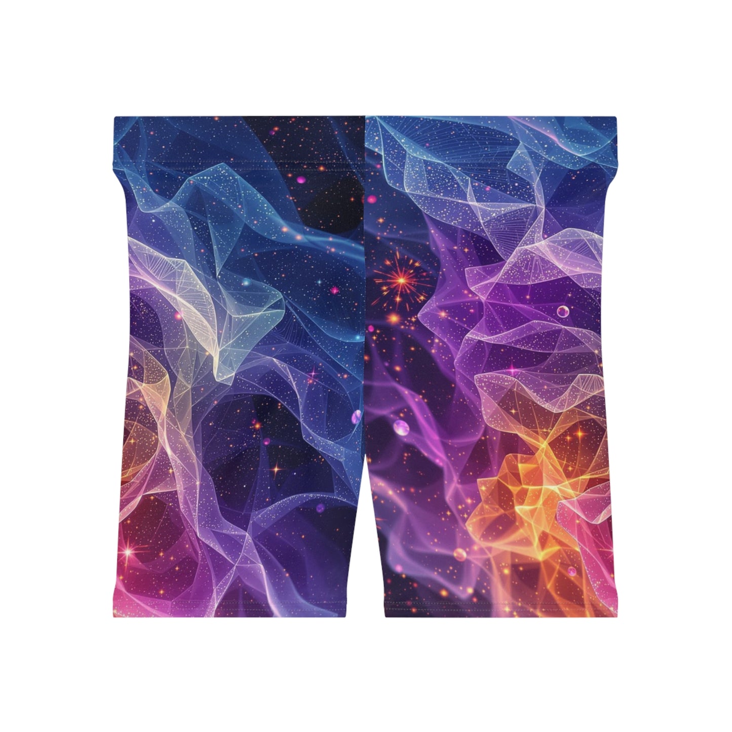 Vibrant Abstract Cosmic Women's Biker Shorts - Colorful Yoga Activewear, Athleisure for Teens and Women, Cool Activewear, Festival Wear, Summer Biker Shorts