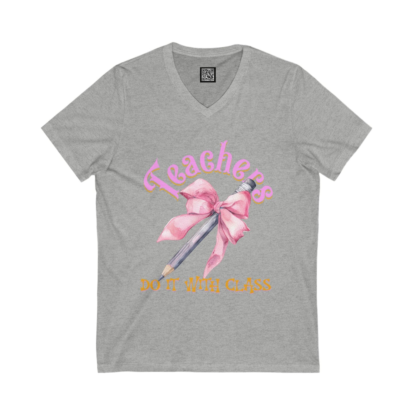 Teacher Appreciation V-Neck Tee, Gifts for Educators, Coquette Bow Back to School Shirt, Teachers Day T-Shirt, Fun Teacher Gift