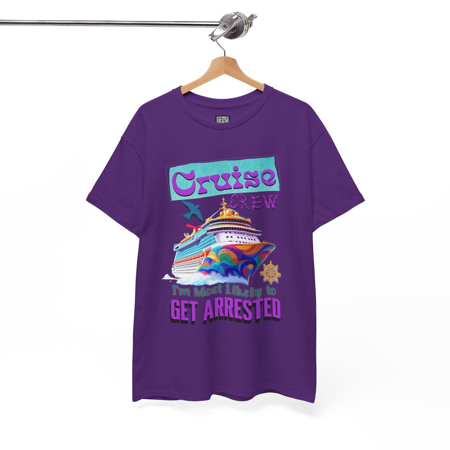 Cruise Crew Unisex Heavy Cotton Tee - Fun Vacation Shirt for Cruise Lovers, Cruise Travel Enthusiasts, Get Arrested Humor, Cruise Summer Beachwear,
