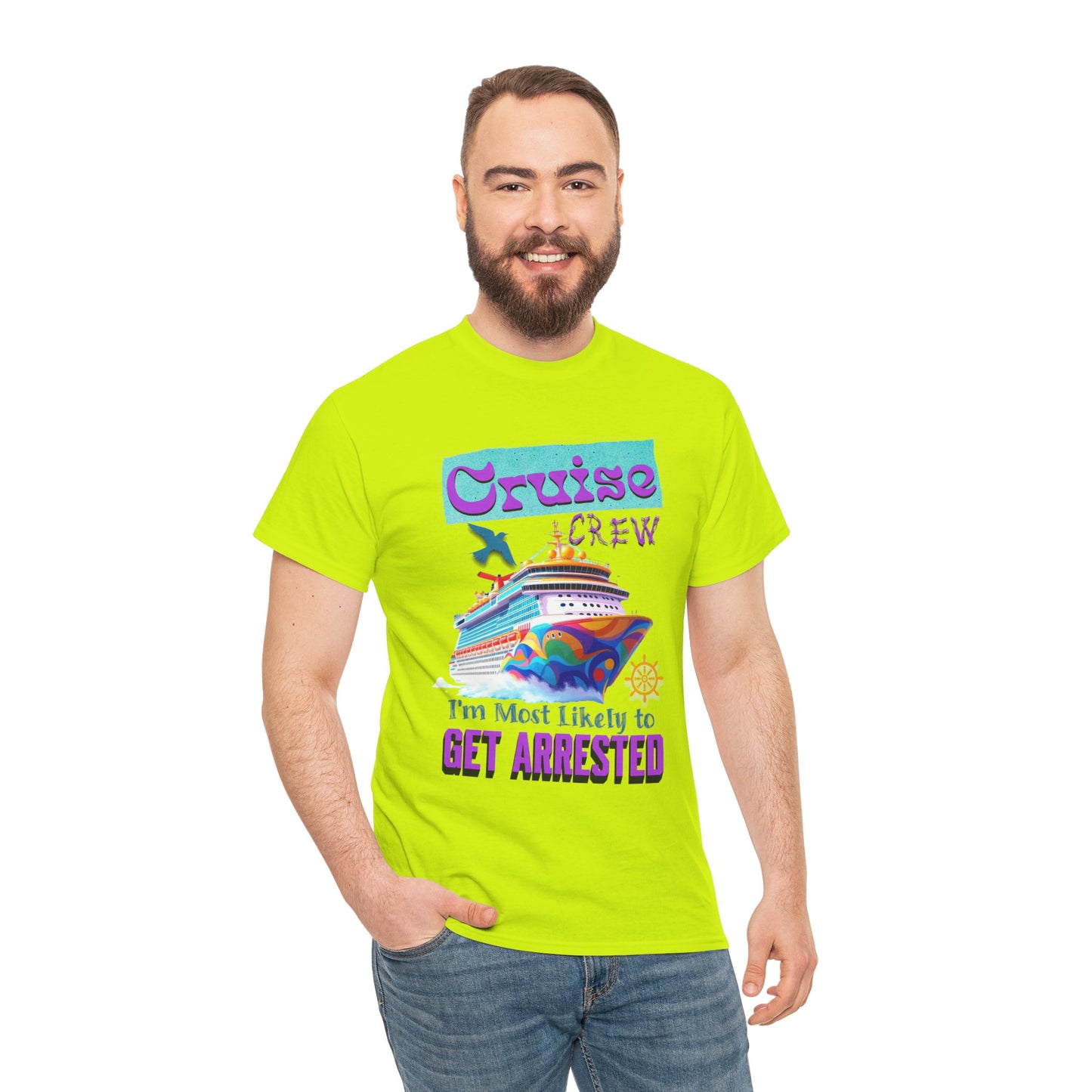 Cruise Crew Unisex Heavy Cotton Tee - Fun Vacation Shirt for Cruise Lovers, Cruise Travel Enthusiasts, Get Arrested Humor, Cruise Summer Beachwear,