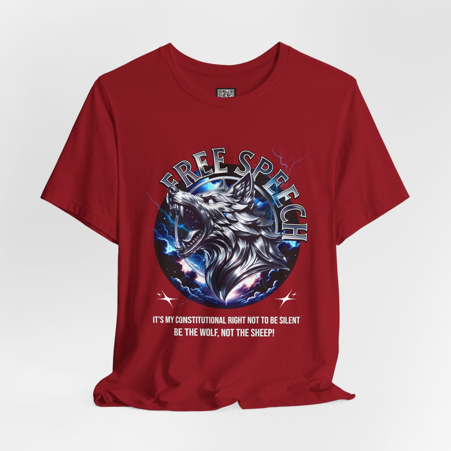 Free Speech Wolf Graphic Tee | Unisex Jersey Short Sleeve Shirt, Statement T-Shirt, Gift for Advocates, Activism Apparel, No Kings Protest