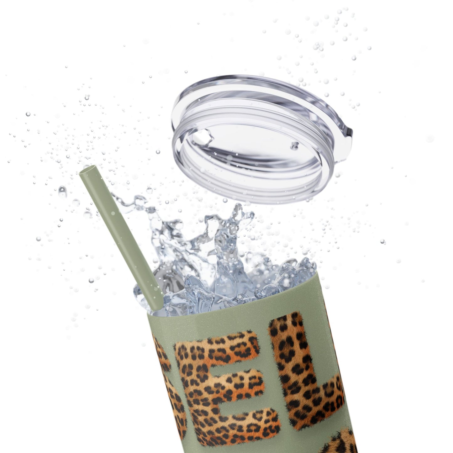 Skinny Tumbler with Straw, 20oz, Leopard Print Tumbler, Motivational Tumbler, Positive Affirmation Tumbler, Inspirational Quote of Self-Love