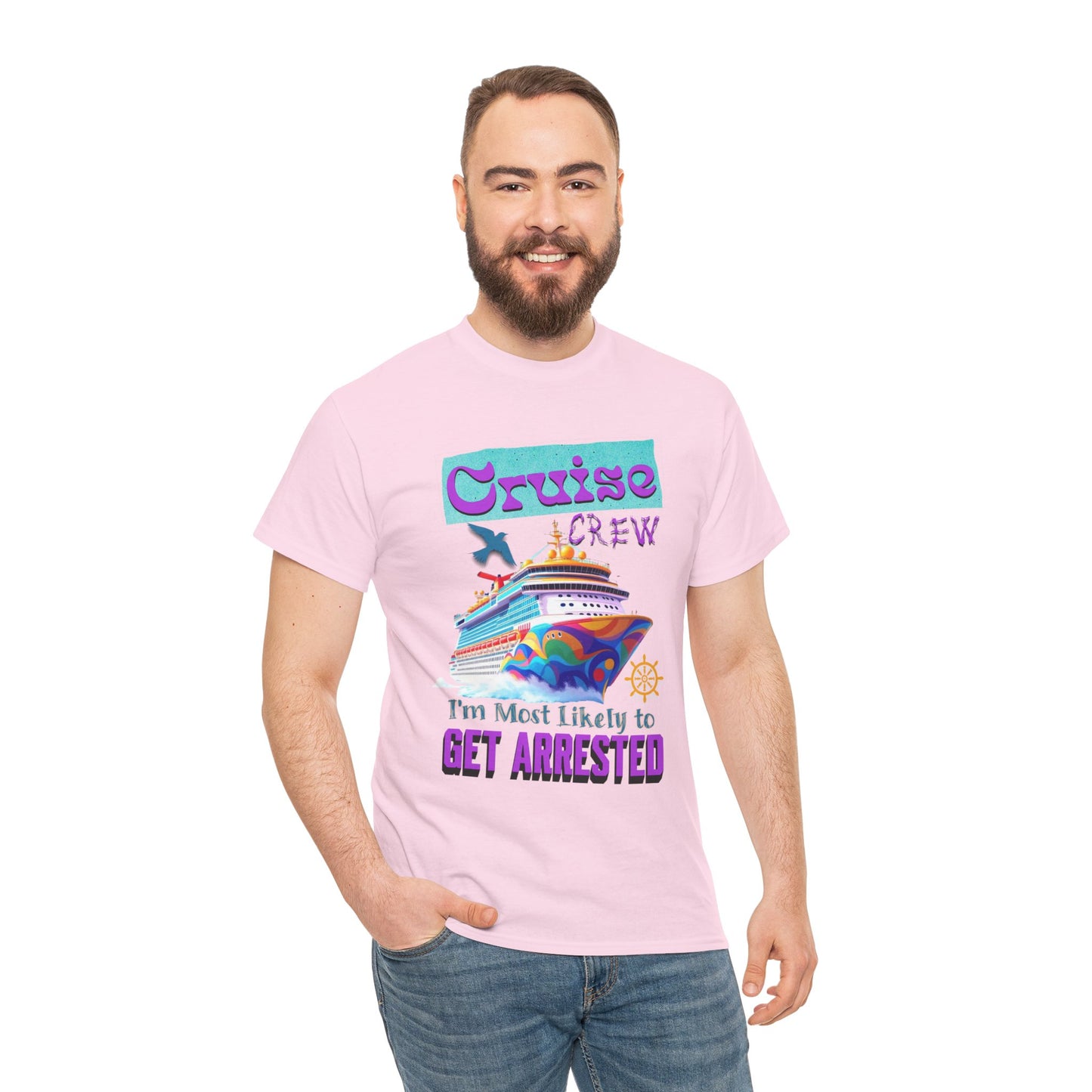 Cruise Crew Unisex Heavy Cotton Tee - Fun Vacation Shirt for Cruise Lovers, Cruise Travel Enthusiasts, Get Arrested Humor, Cruise Summer Beachwear,