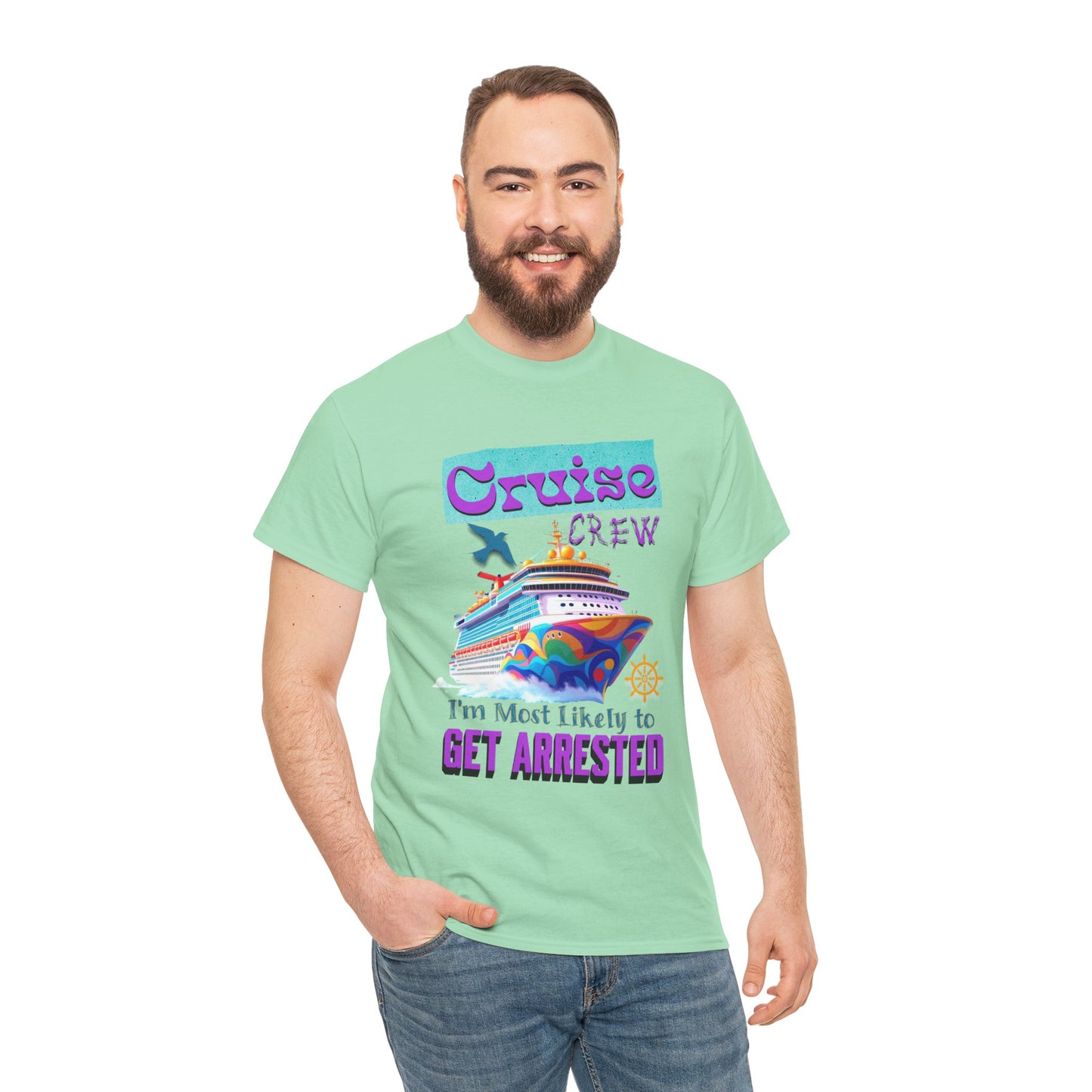 Cruise Crew Unisex Heavy Cotton Tee - Fun Vacation Shirt for Cruise Lovers, Cruise Travel Enthusiasts, Get Arrested Humor, Cruise Summer Beachwear,